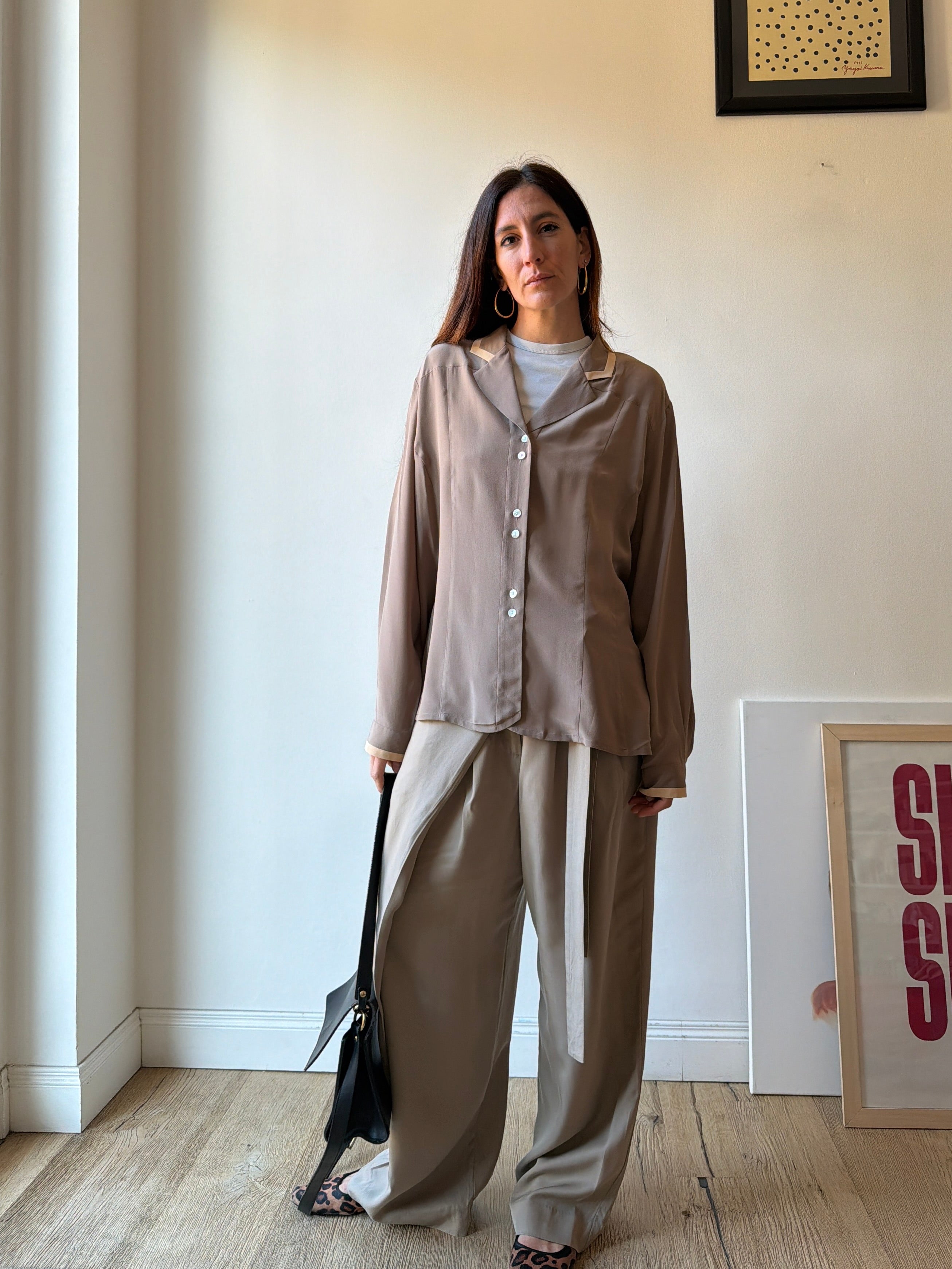 CAMICIA IN SETA MARRONE