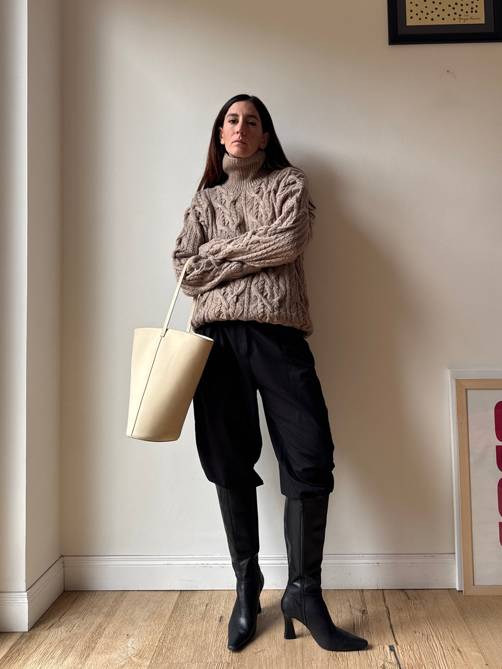 MAGLIONE TRECCE CAPPUCCINO