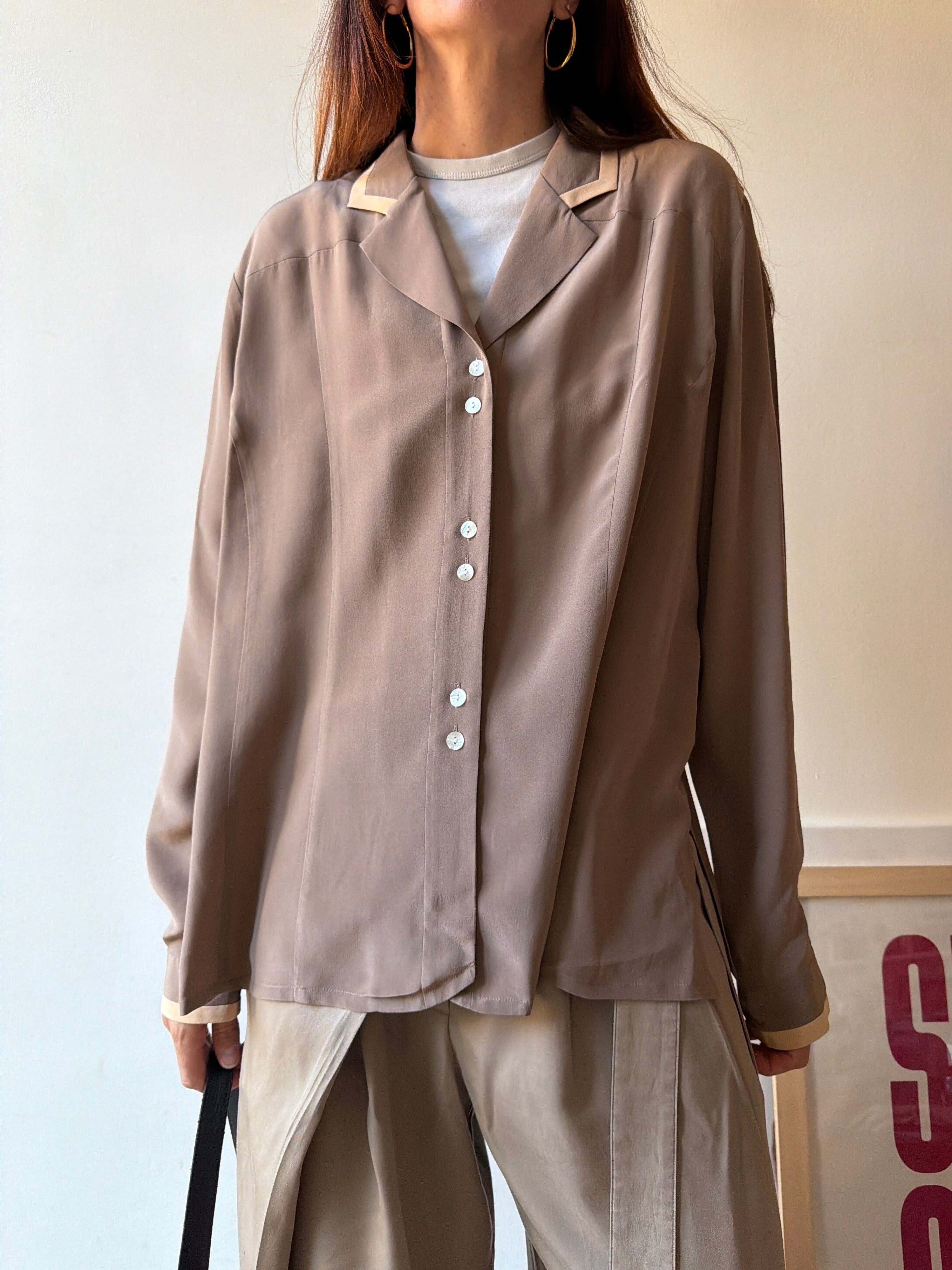 CAMICIA IN SETA MARRONE