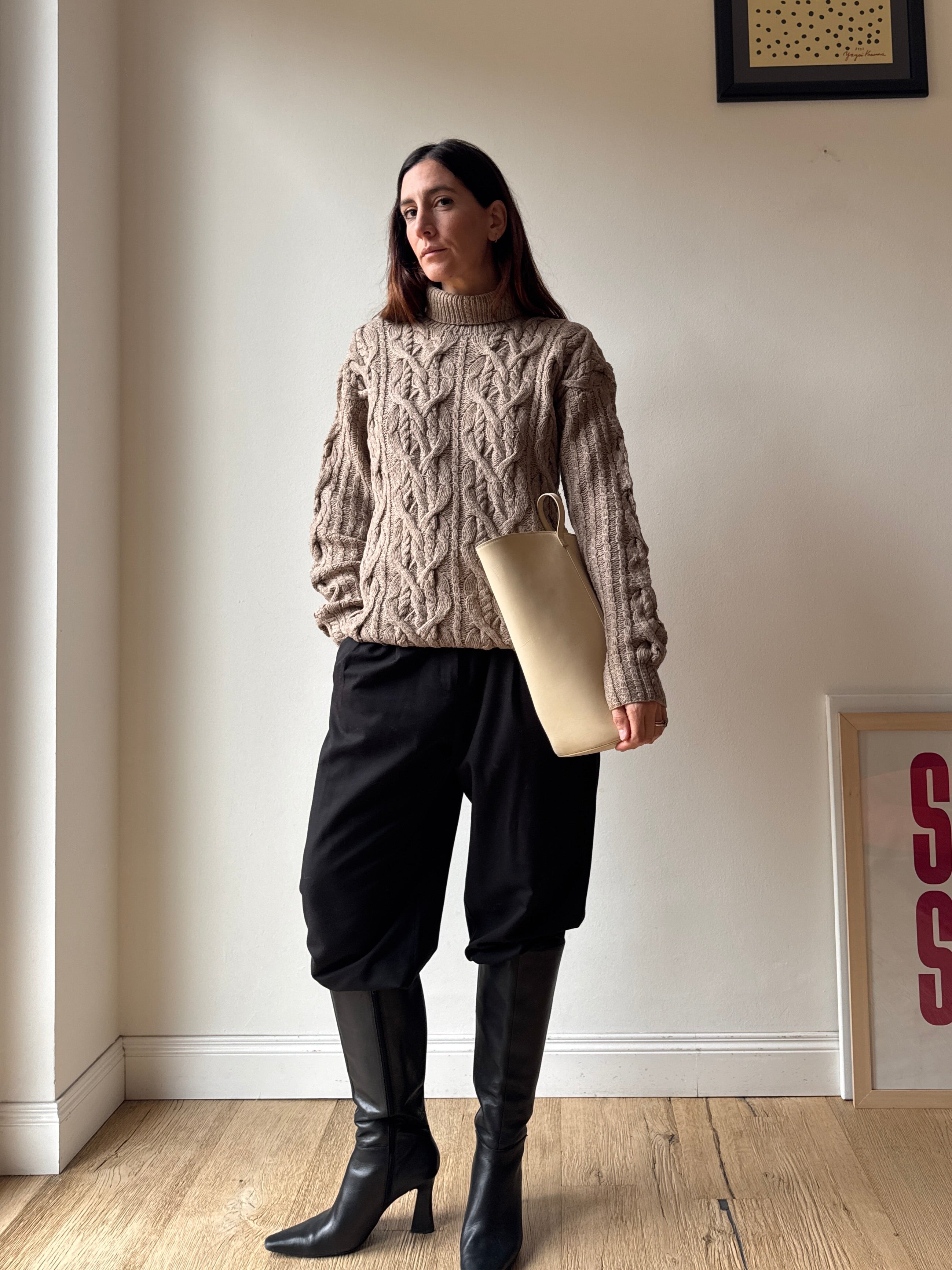 MAGLIONE TRECCE CAPPUCCINO