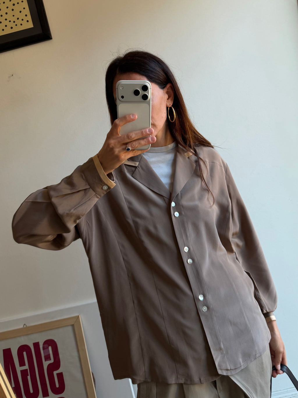 CAMICIA IN SETA MARRONE