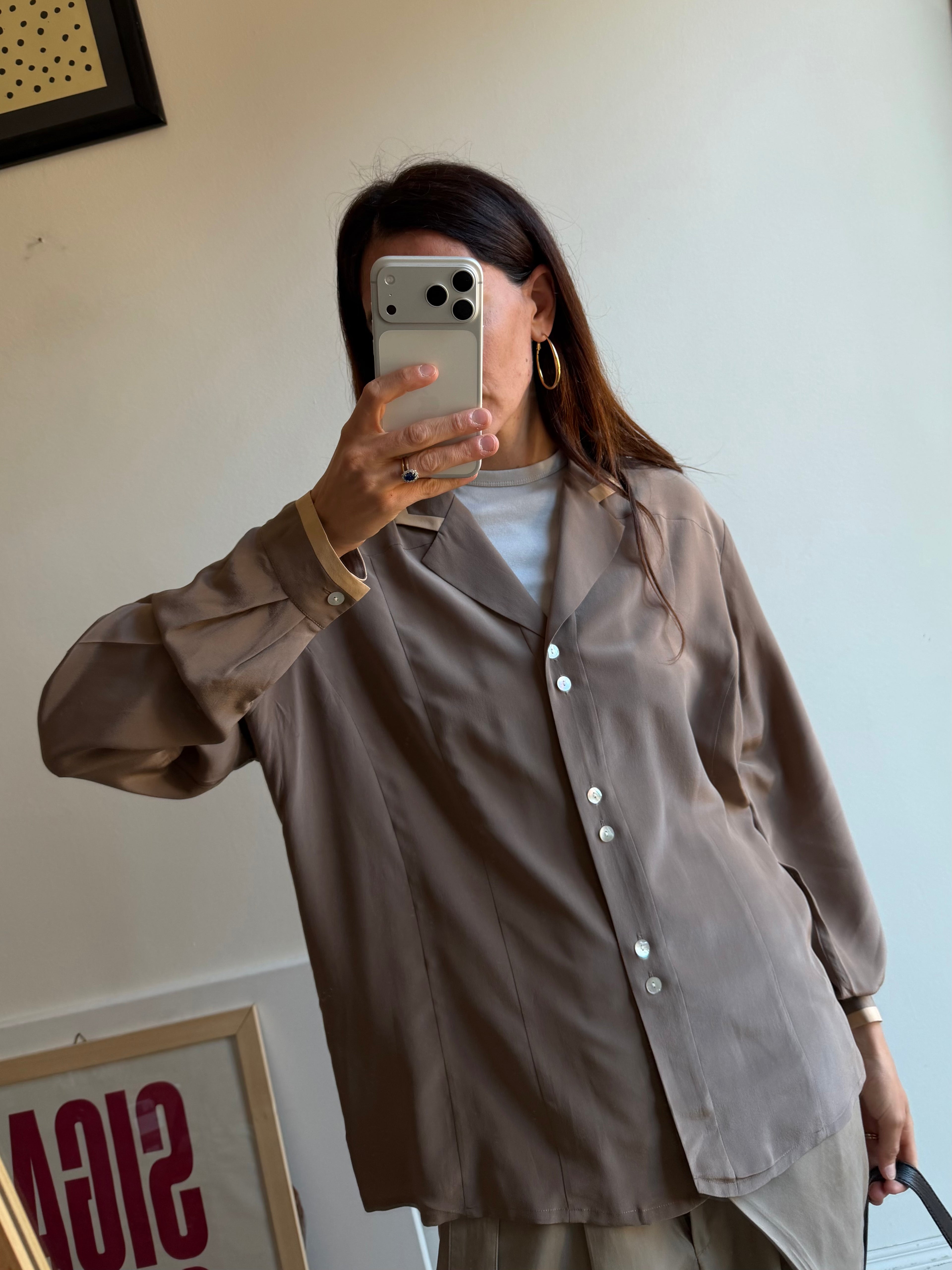 CAMICIA IN SETA MARRONE