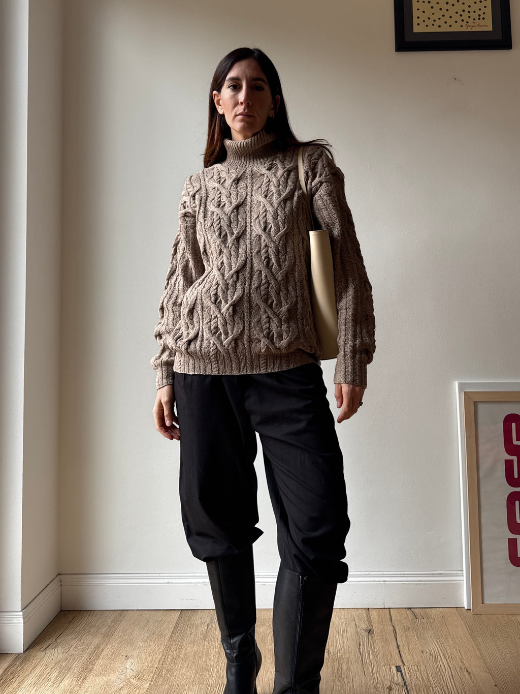 MAGLIONE TRECCE CAPPUCCINO