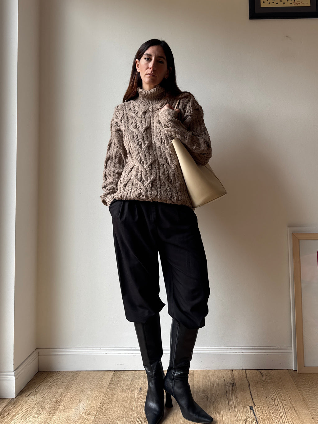 MAGLIONE TRECCE CAPPUCCINO