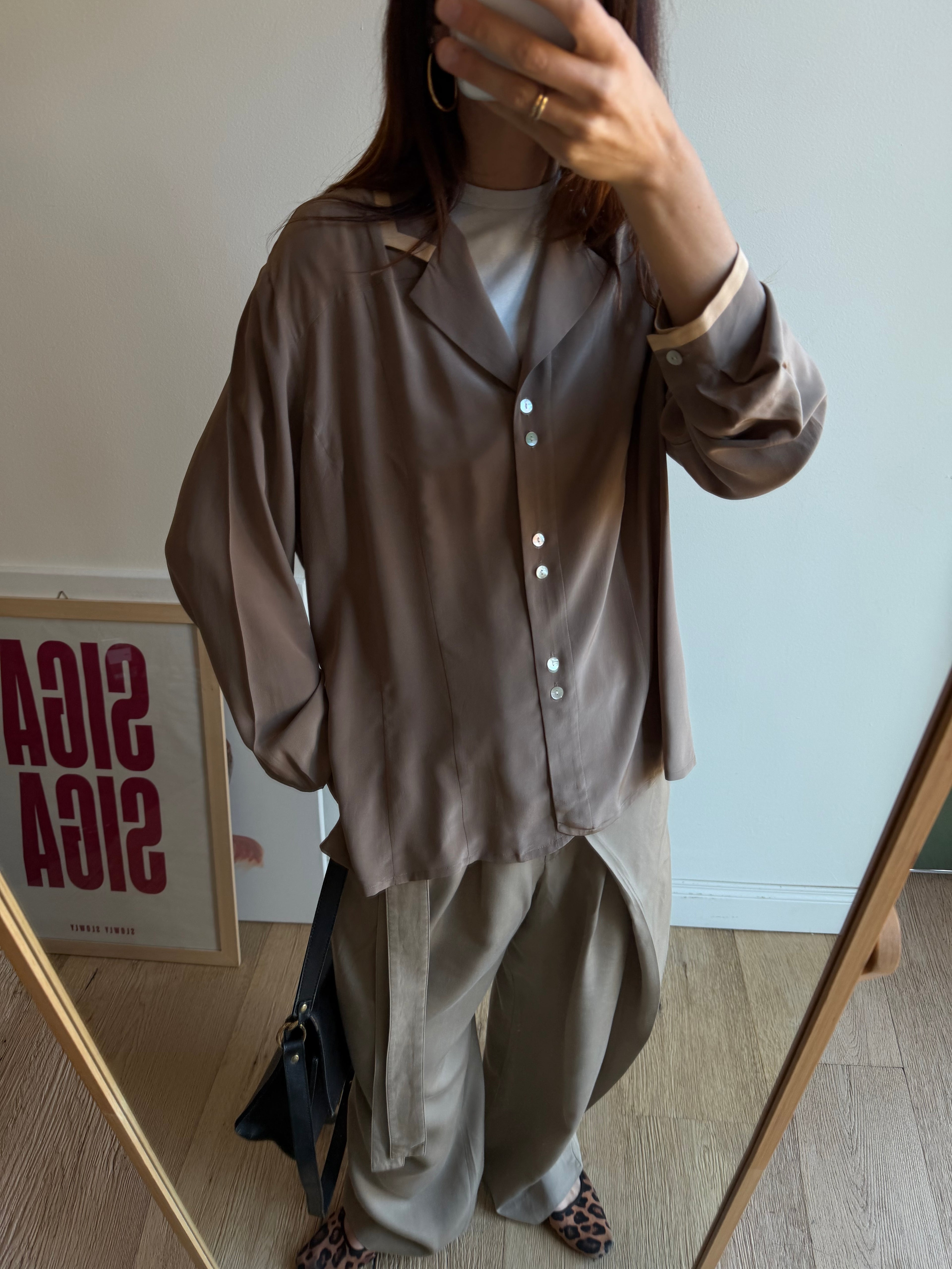 CAMICIA IN SETA MARRONE
