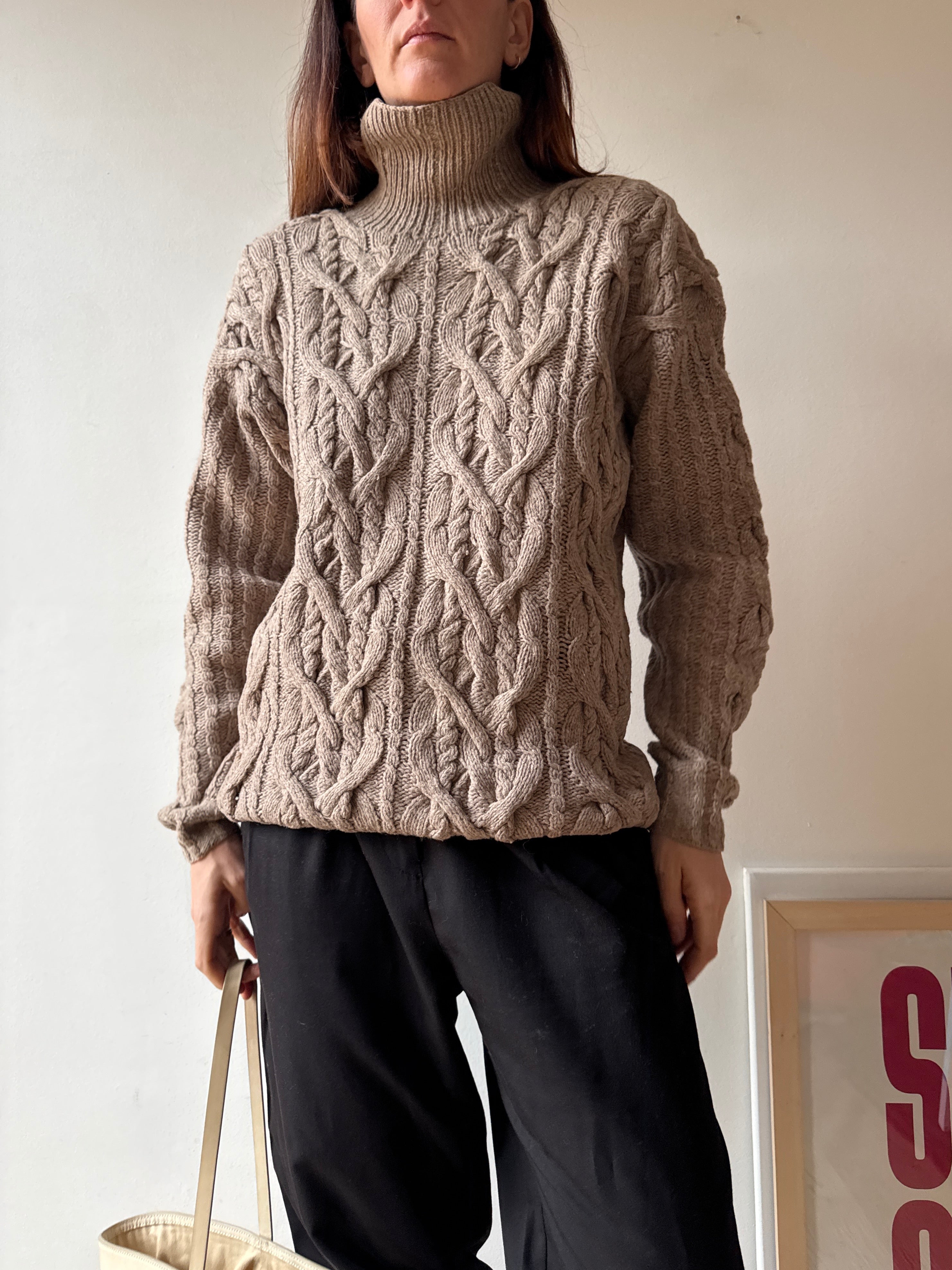 MAGLIONE TRECCE CAPPUCCINO