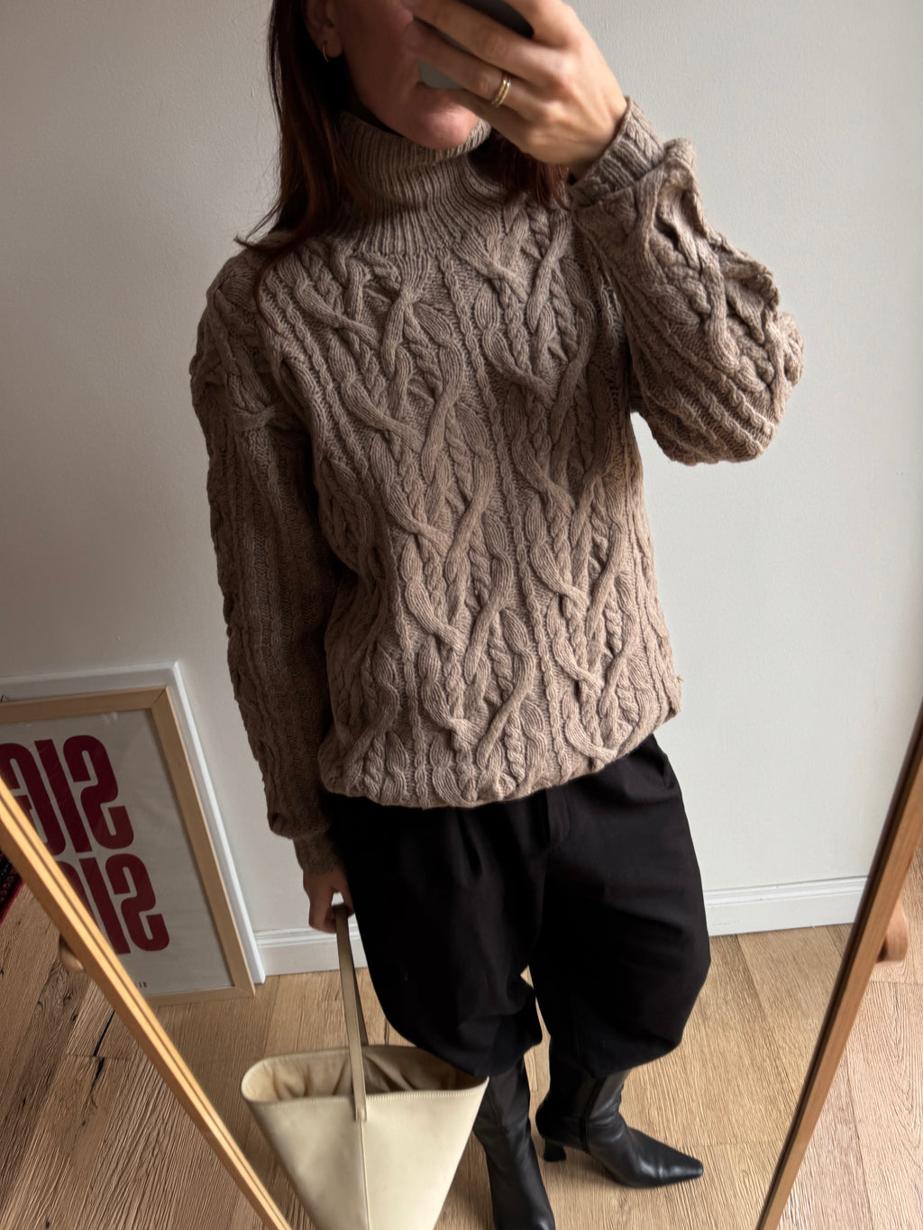 MAGLIONE TRECCE CAPPUCCINO