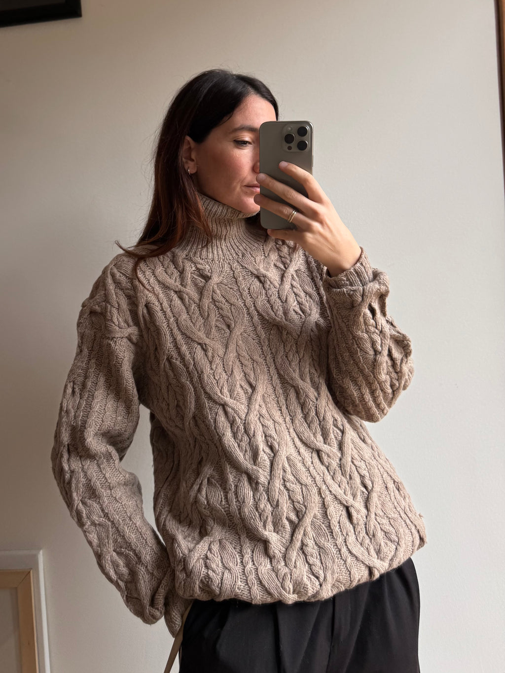 MAGLIONE TRECCE CAPPUCCINO