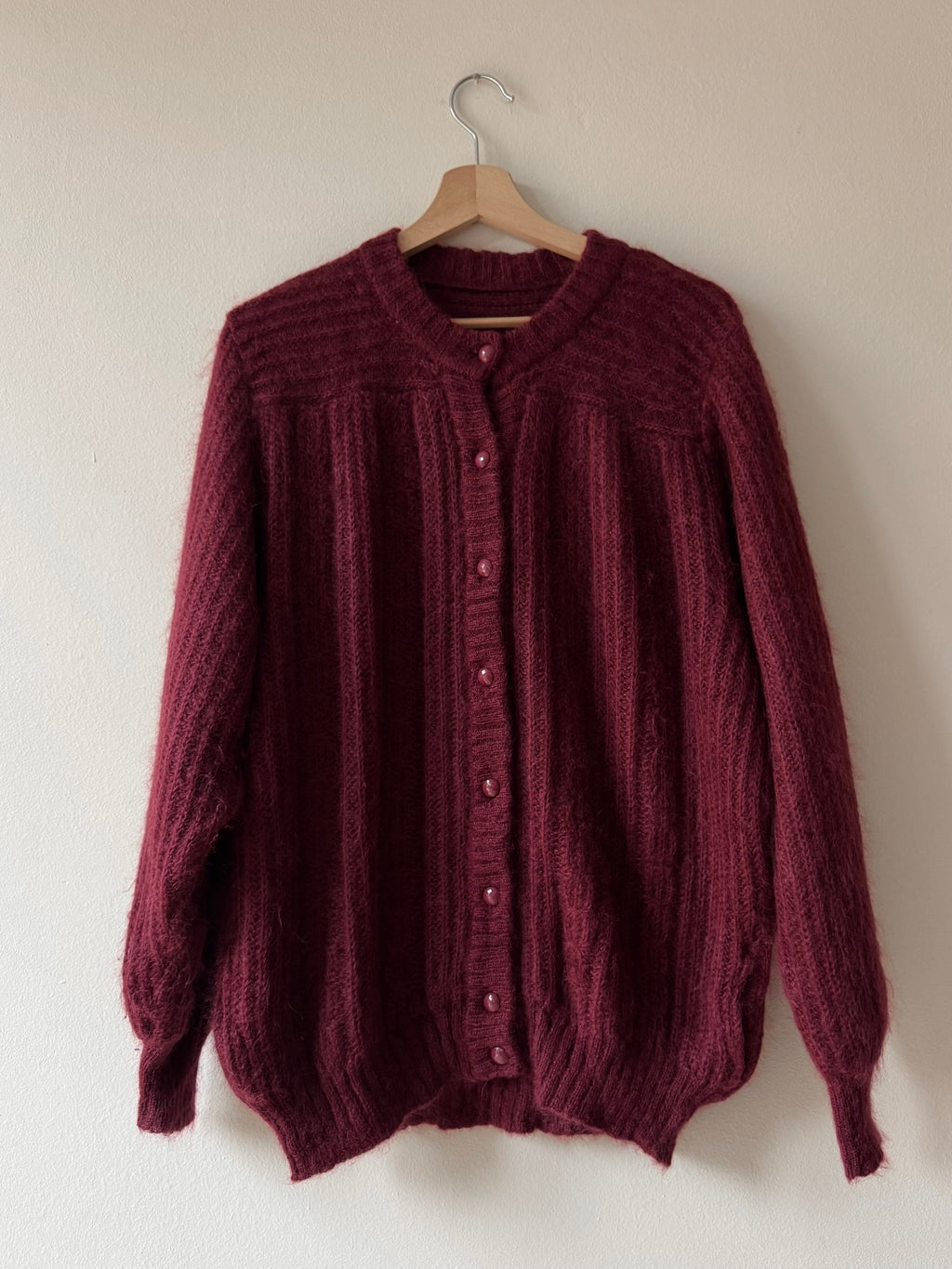 CARDIGAN BORGOGNA IN MOHAIR