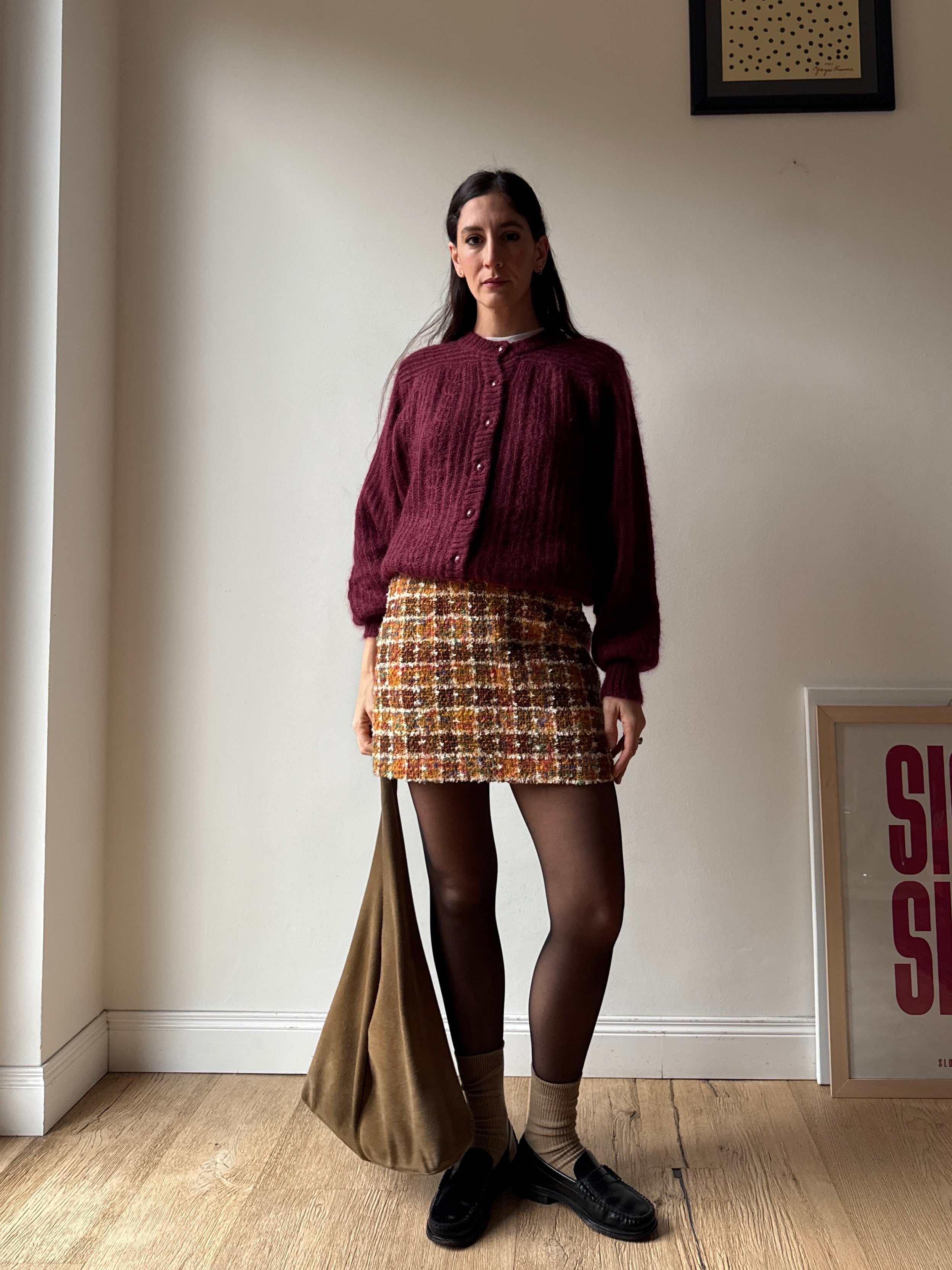 CARDIGAN BORGOGNA IN MOHAIR