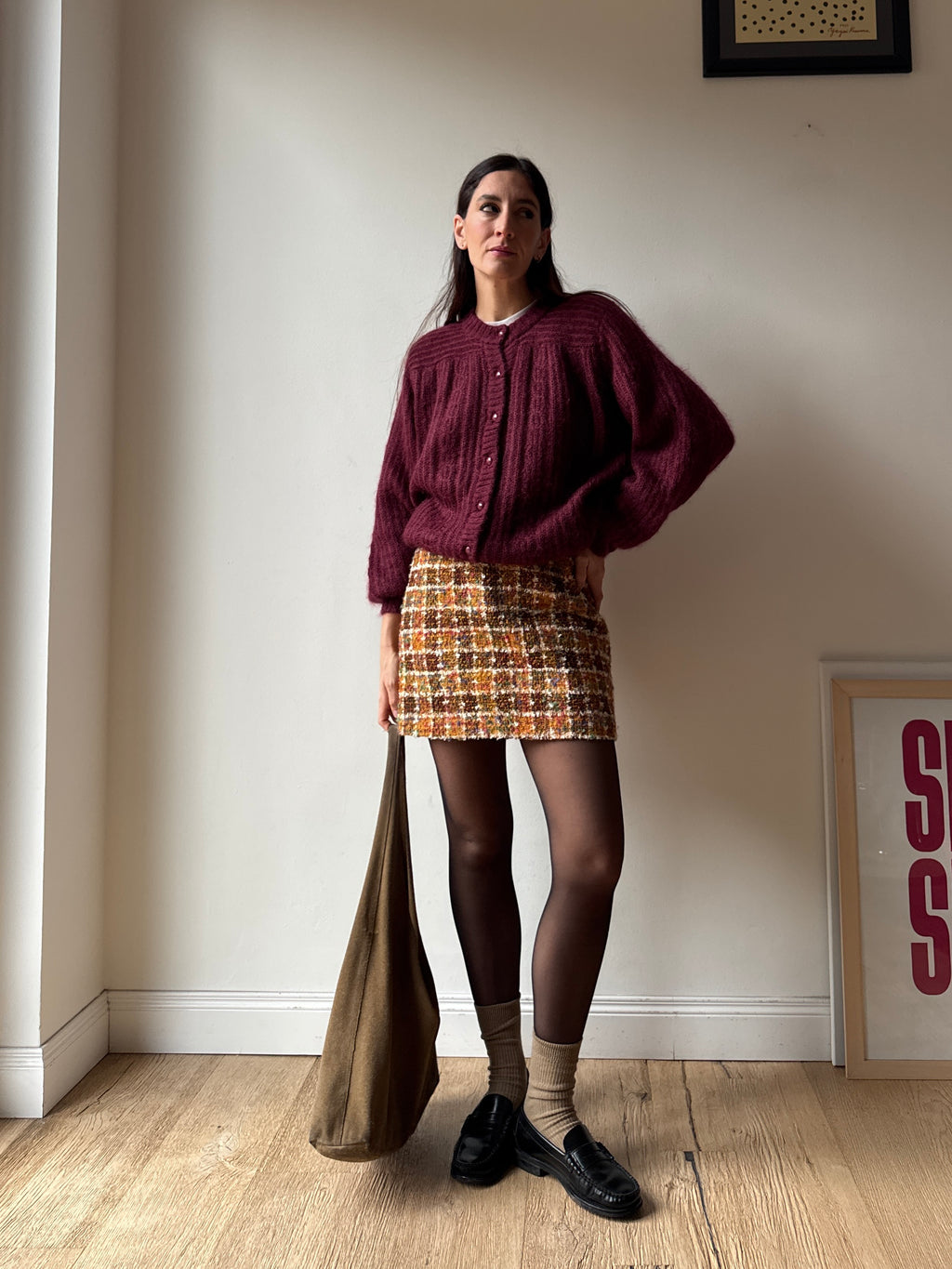 CARDIGAN BORGOGNA IN MOHAIR