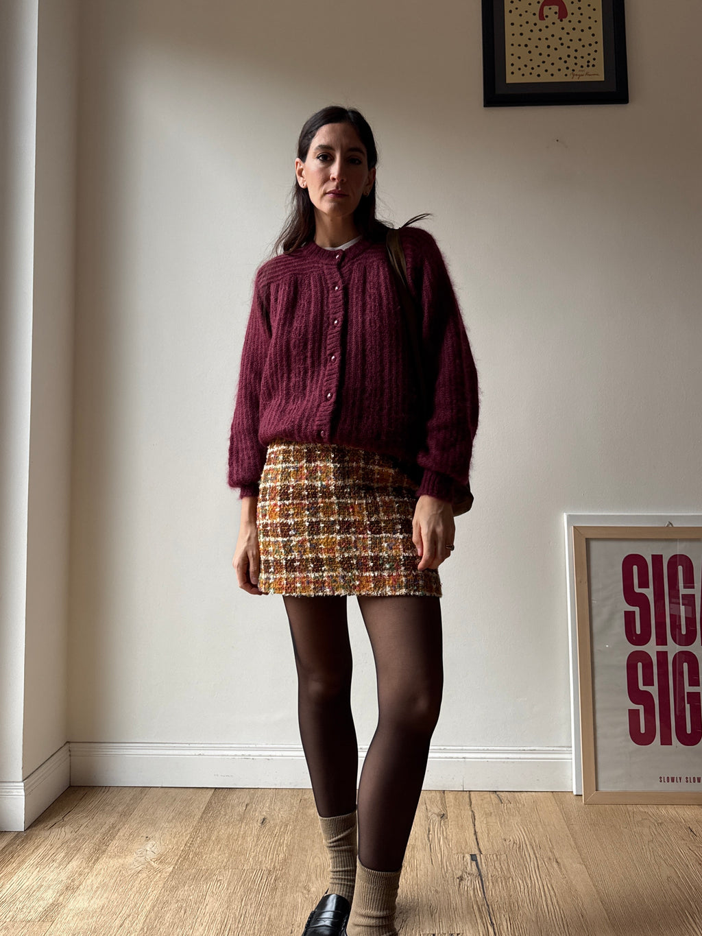 CARDIGAN BORGOGNA IN MOHAIR