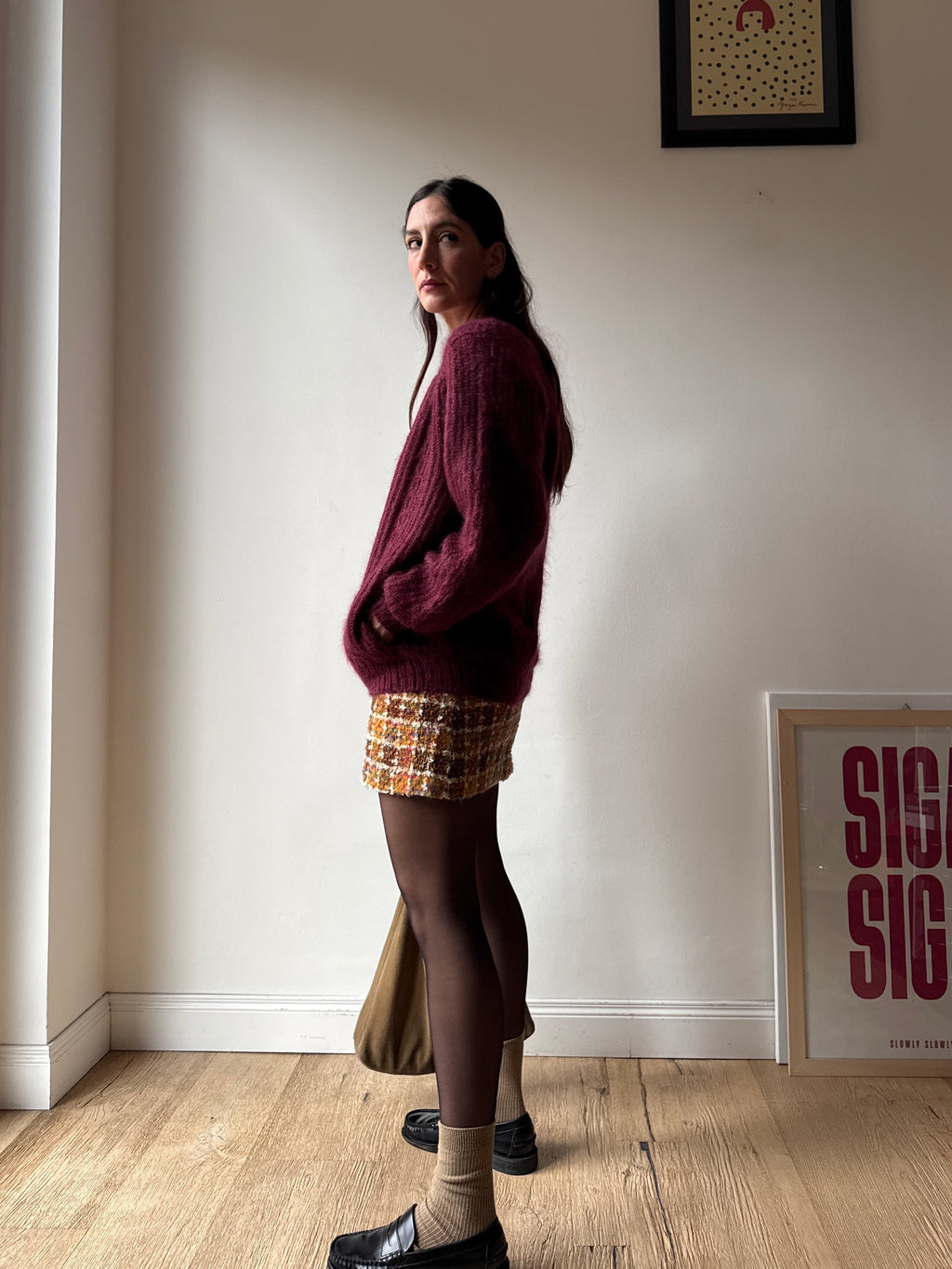 CARDIGAN BORGOGNA IN MOHAIR