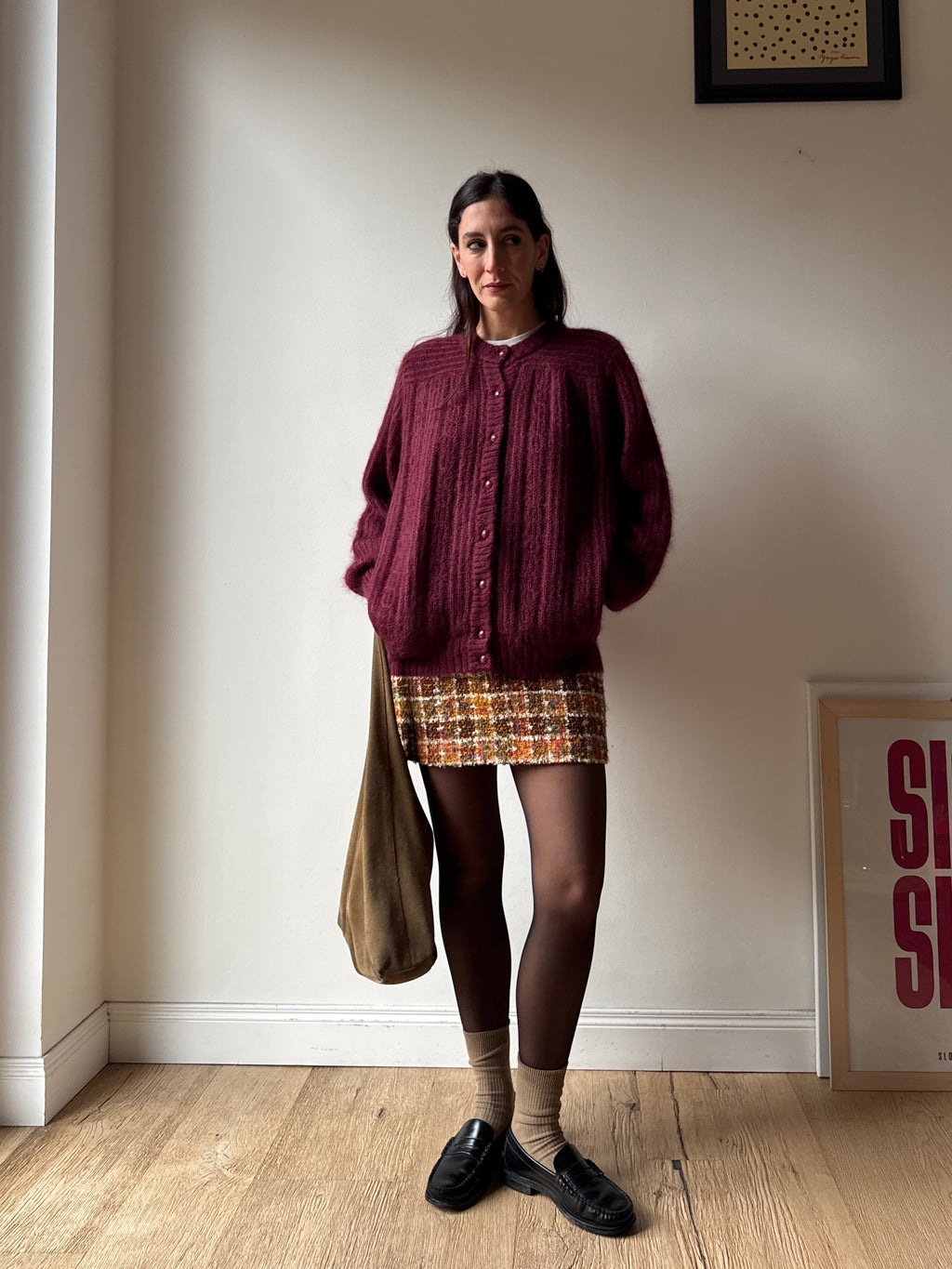 CARDIGAN BORGOGNA IN MOHAIR