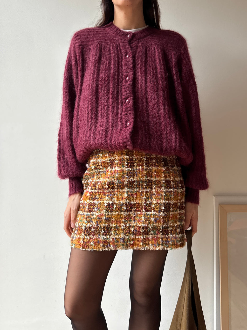 CARDIGAN BORGOGNA IN MOHAIR