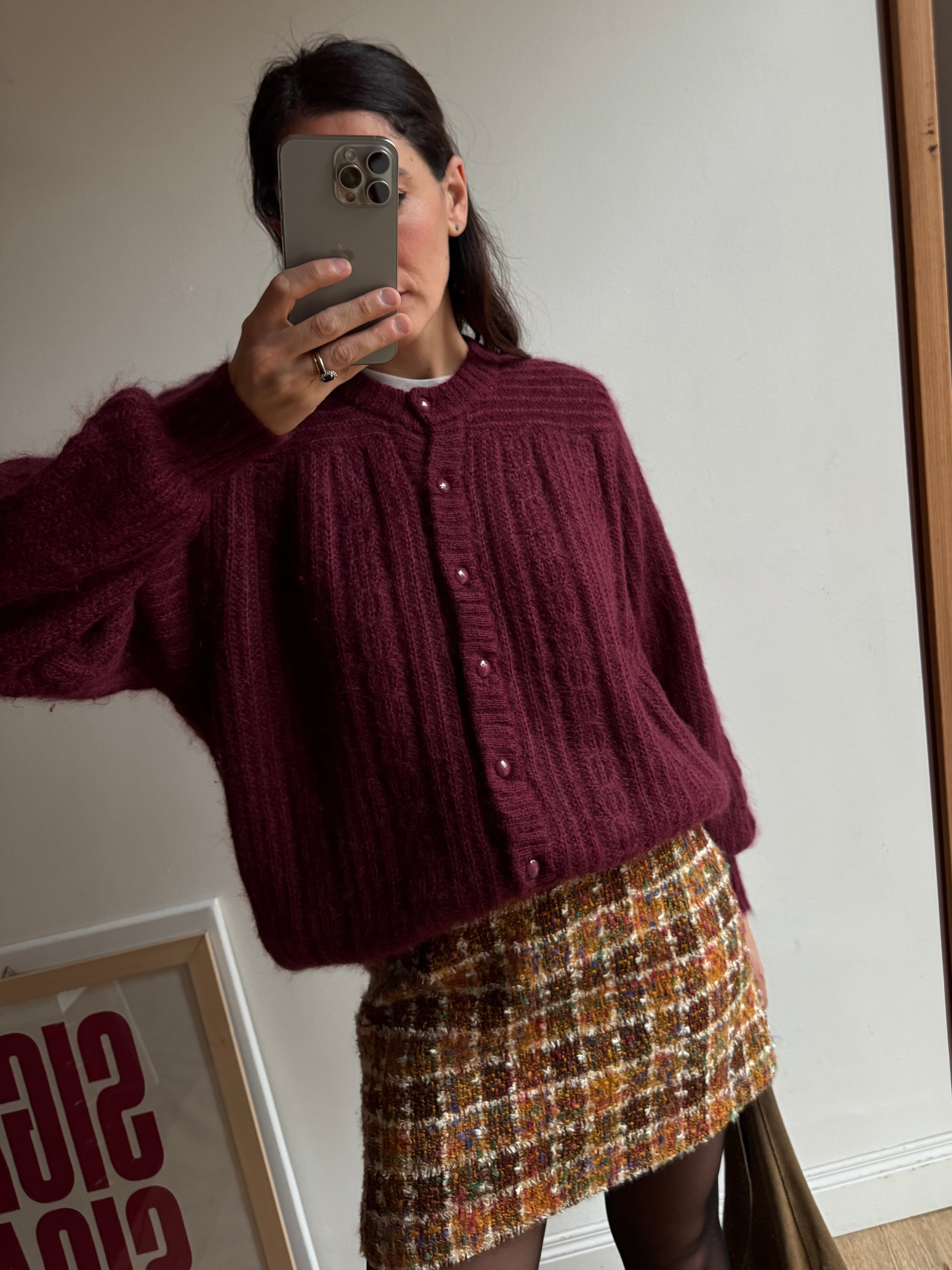 CARDIGAN BORGOGNA IN MOHAIR