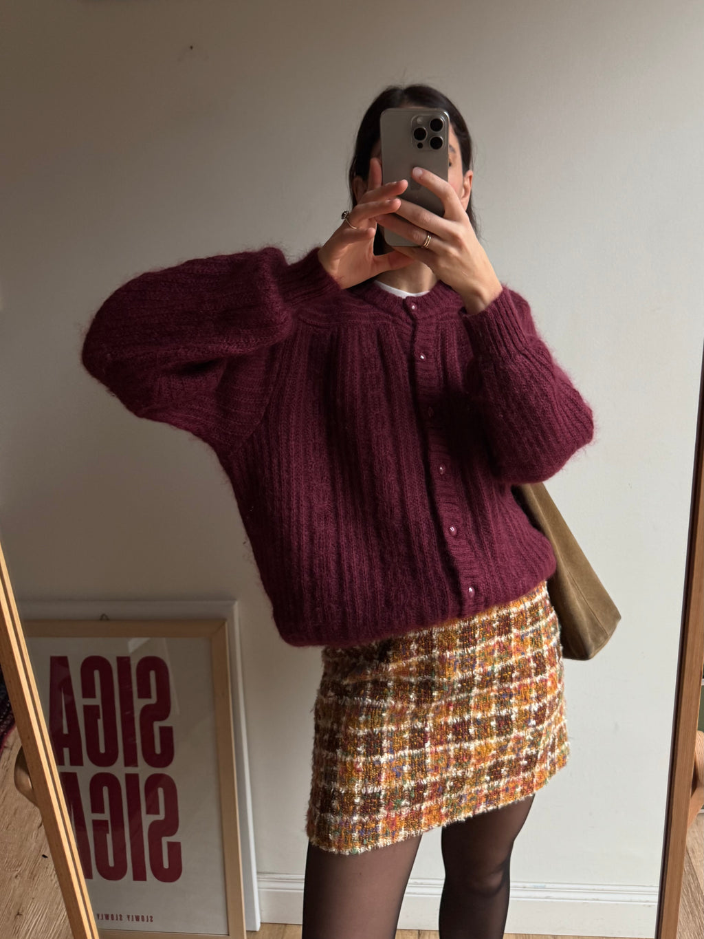 CARDIGAN BORGOGNA IN MOHAIR