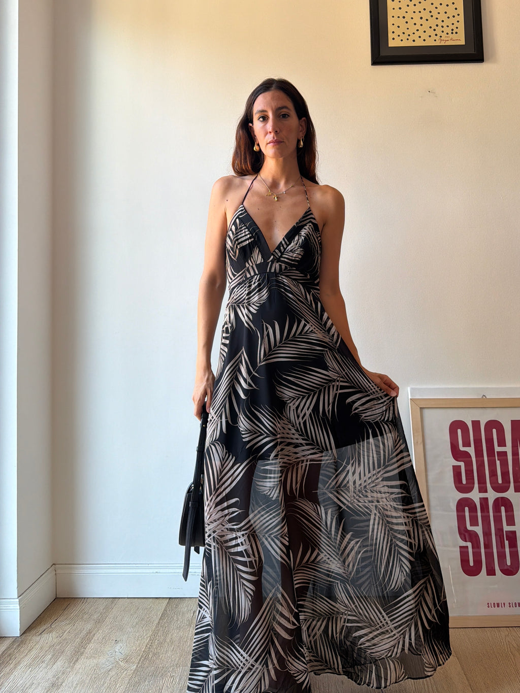 MAXI DRESS CON FOGLIE