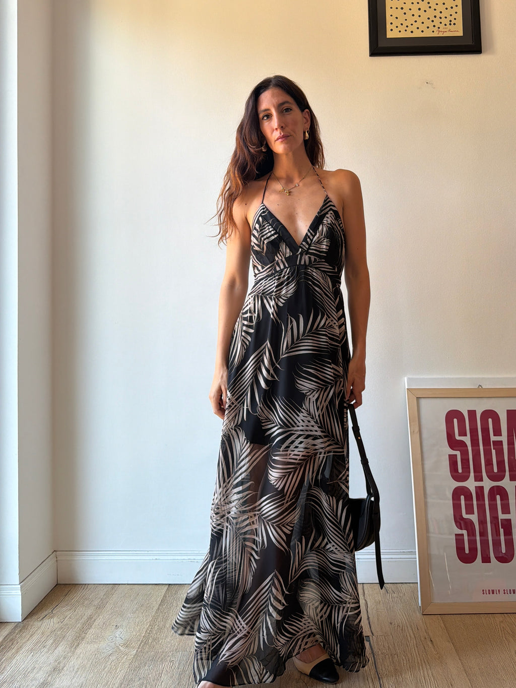 MAXI DRESS CON FOGLIE