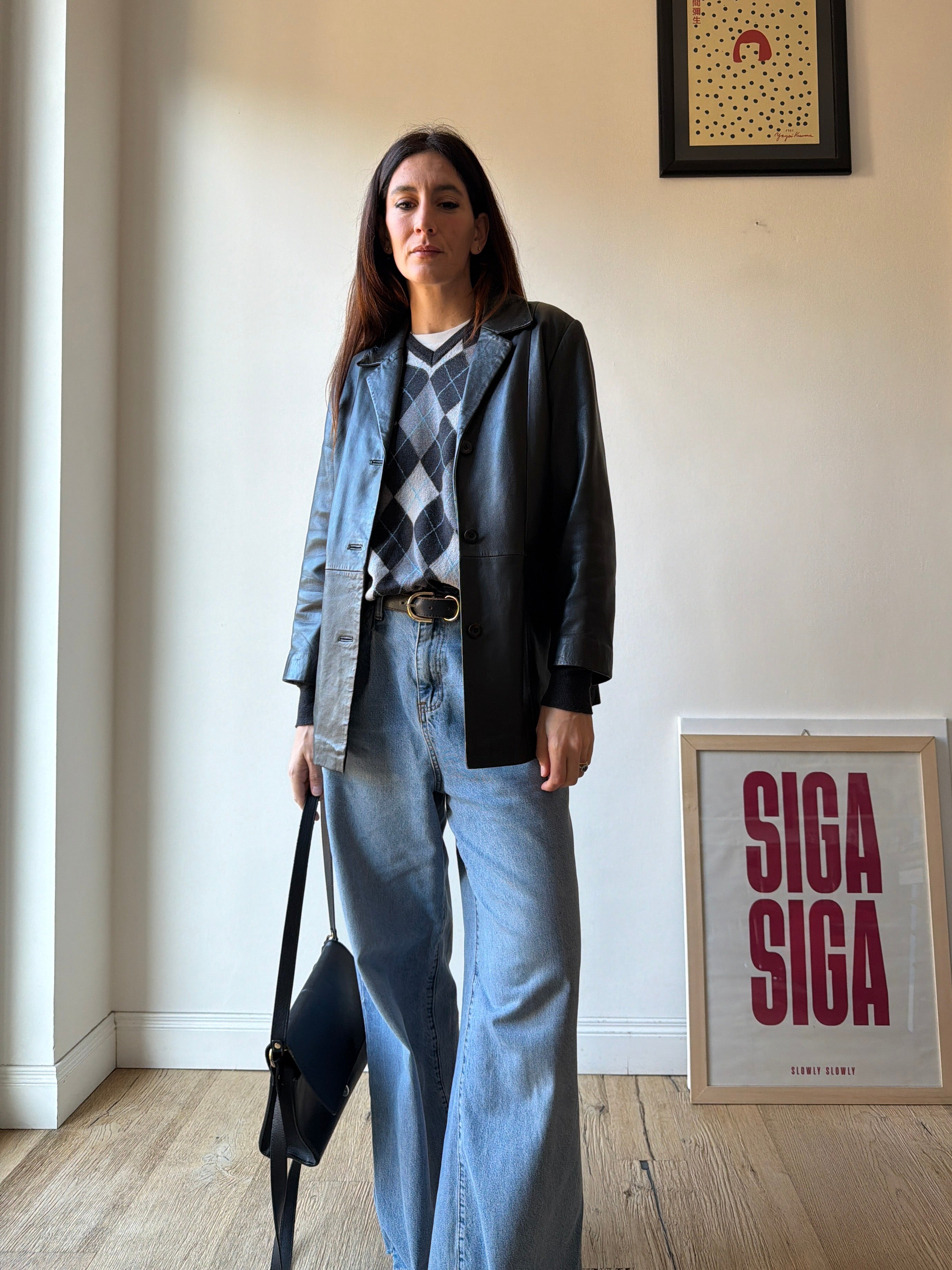 BLAZER IN PELLE NERA