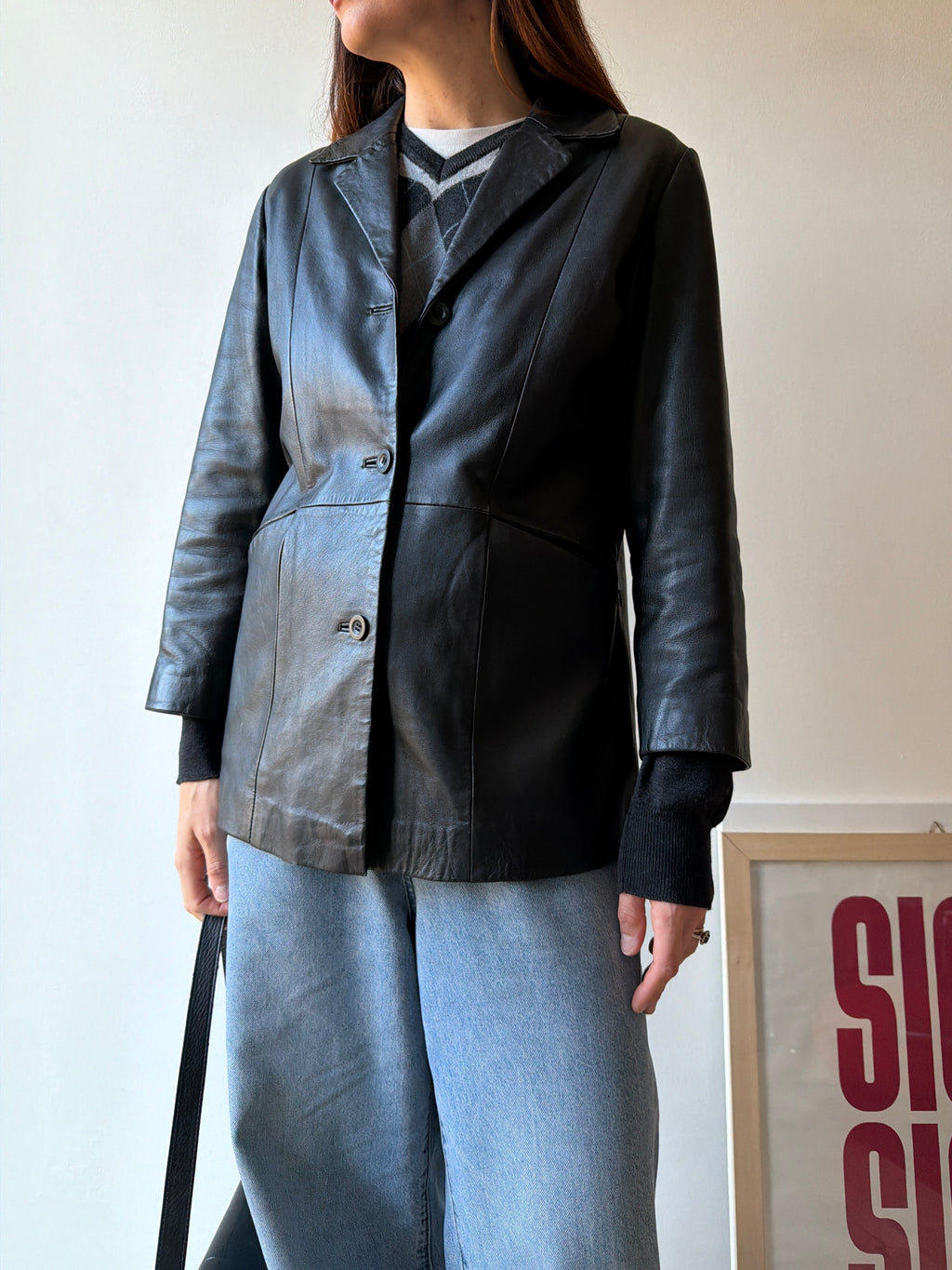 BLAZER IN PELLE NERA