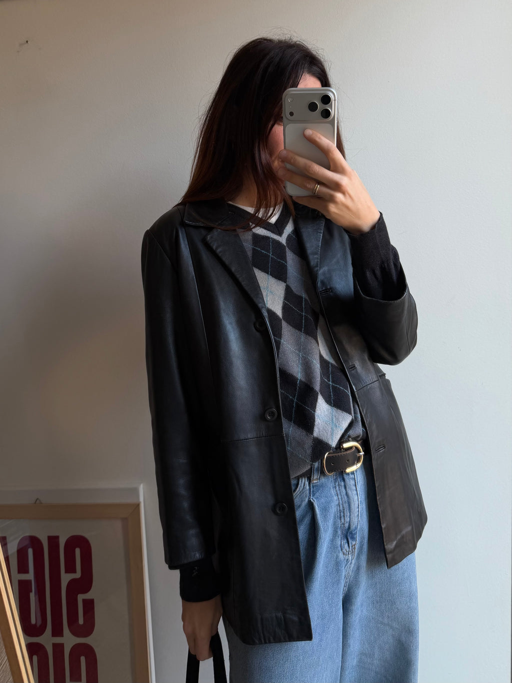 BLAZER IN PELLE NERA