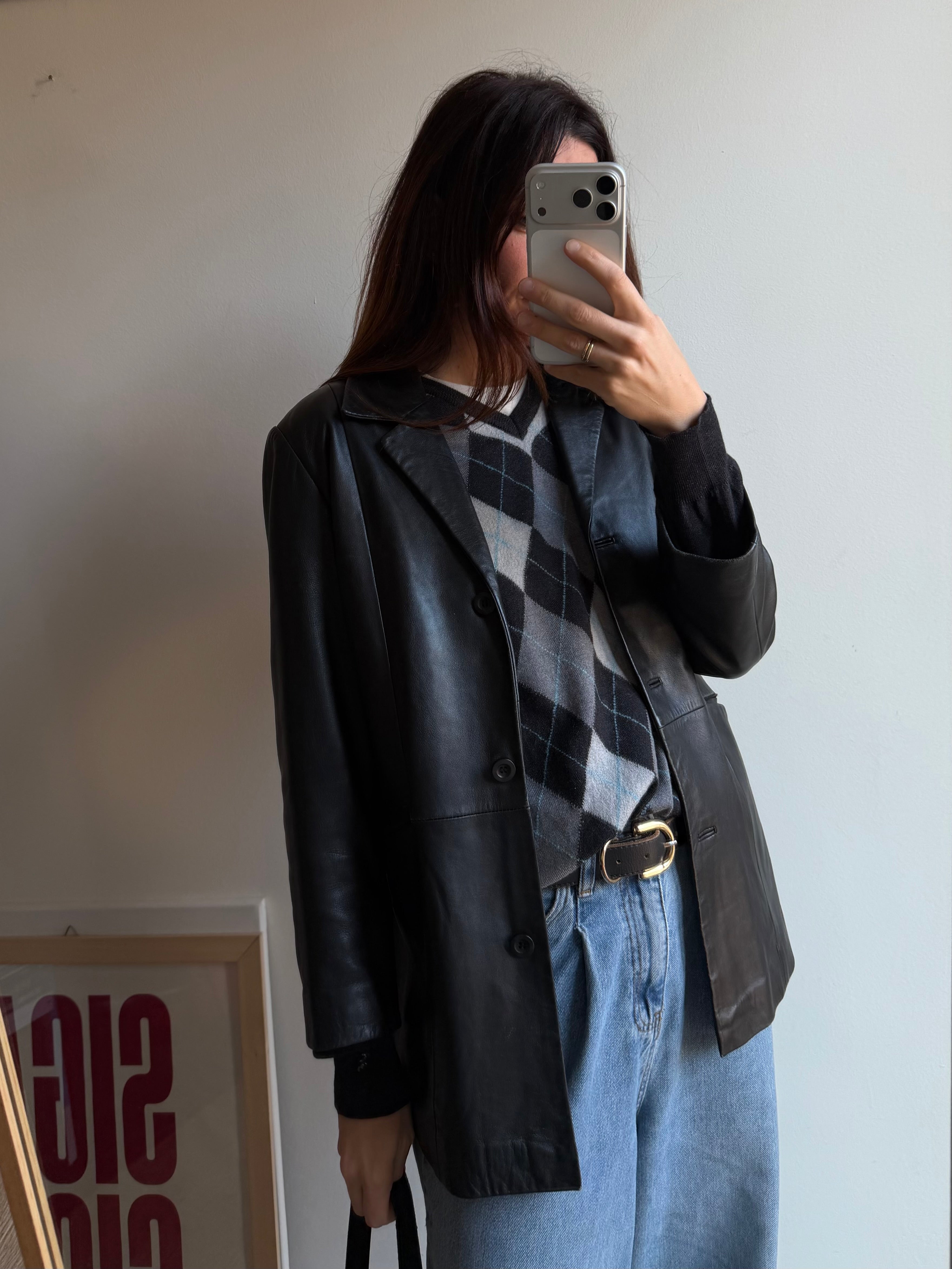 BLAZER IN PELLE NERA