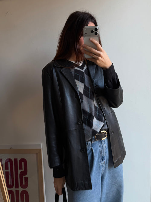BLAZER IN PELLE NERA