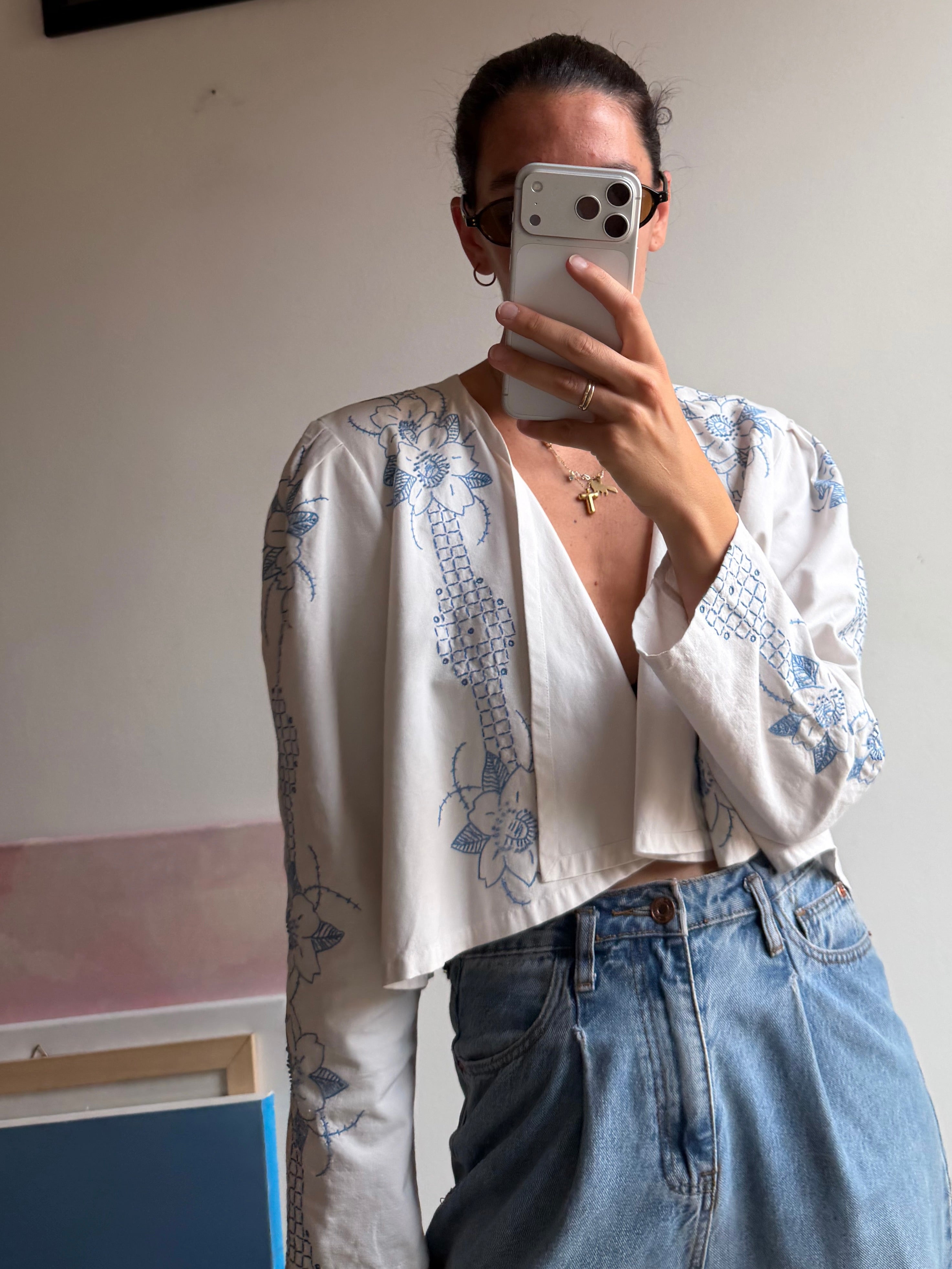 CAMICIA GIACCA RICAMATA MANO