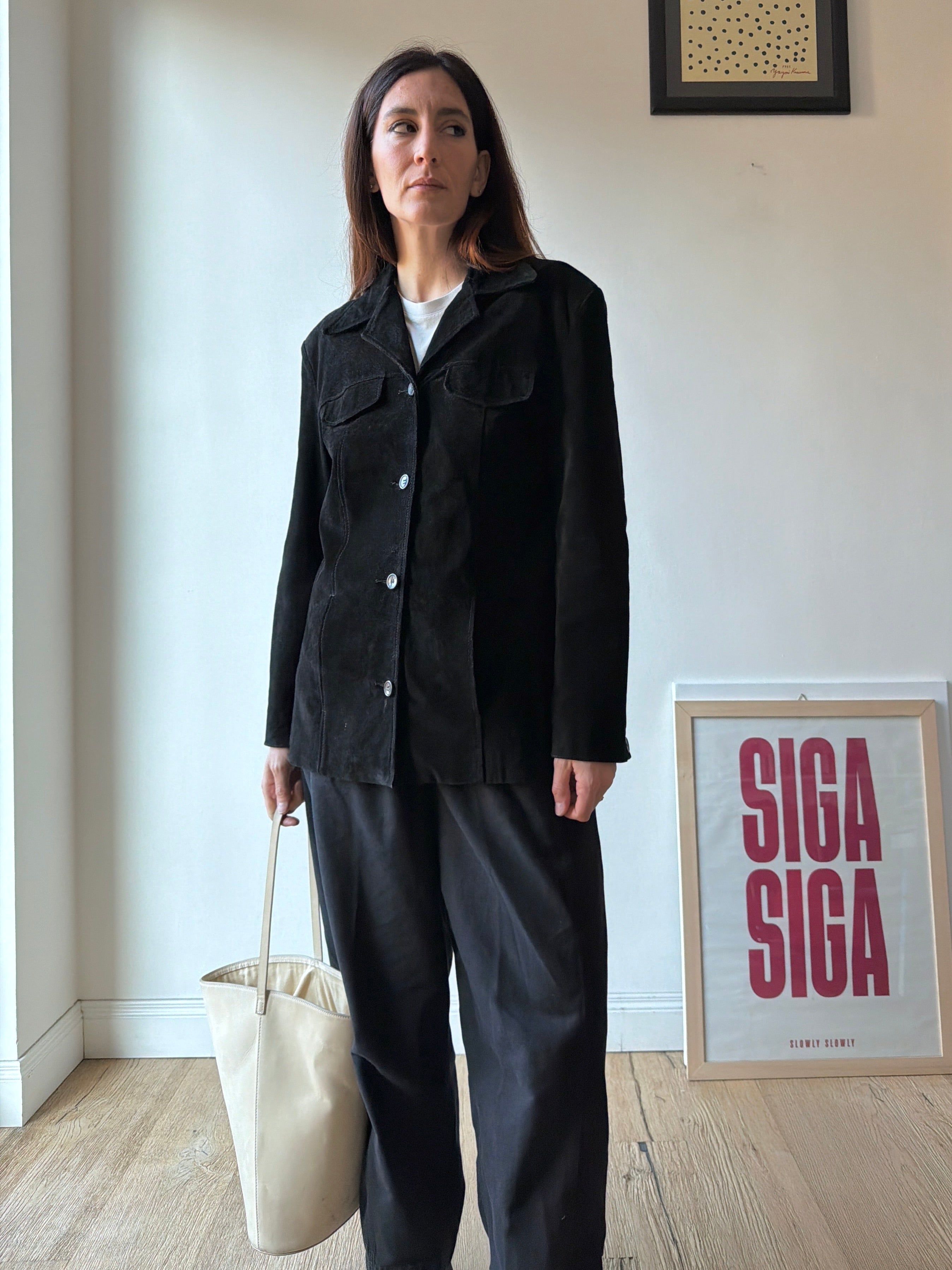 GIACCA IN CAMOSCIO NERO