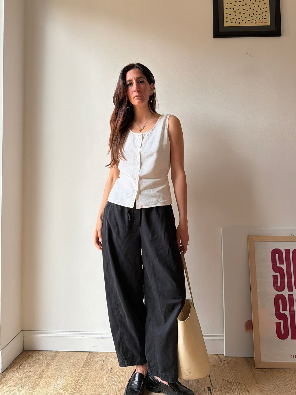 TOP IN LINO CON BOTTONCINI