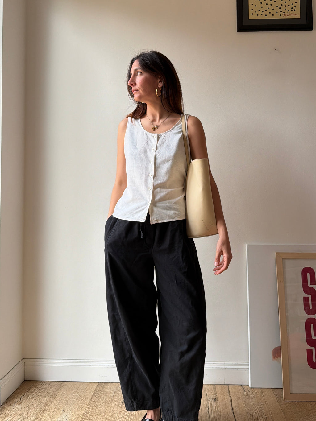 TOP IN LINO CON BOTTONCINI