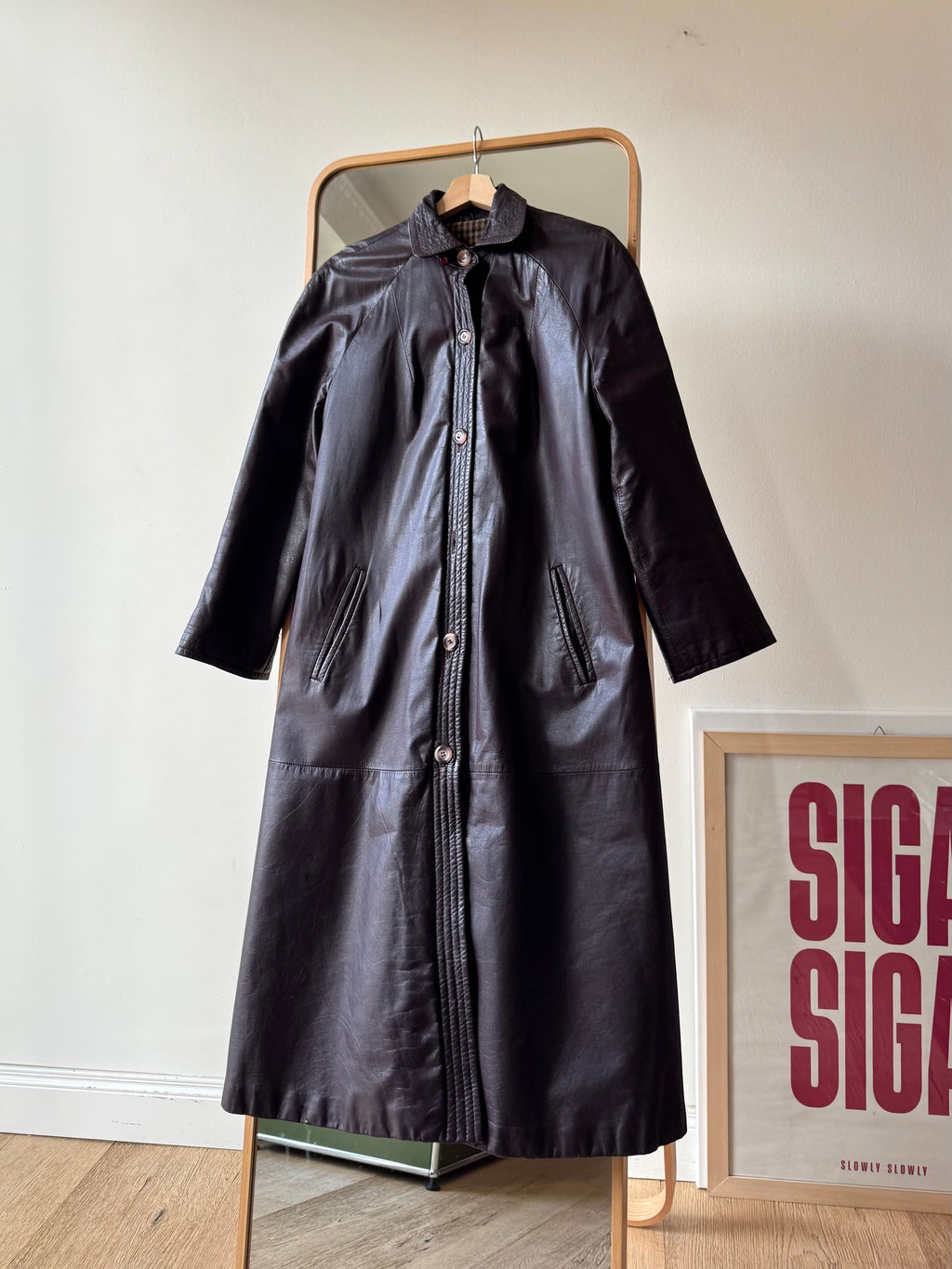TRENCH IN PELLE MARRONE/BORGOGNA