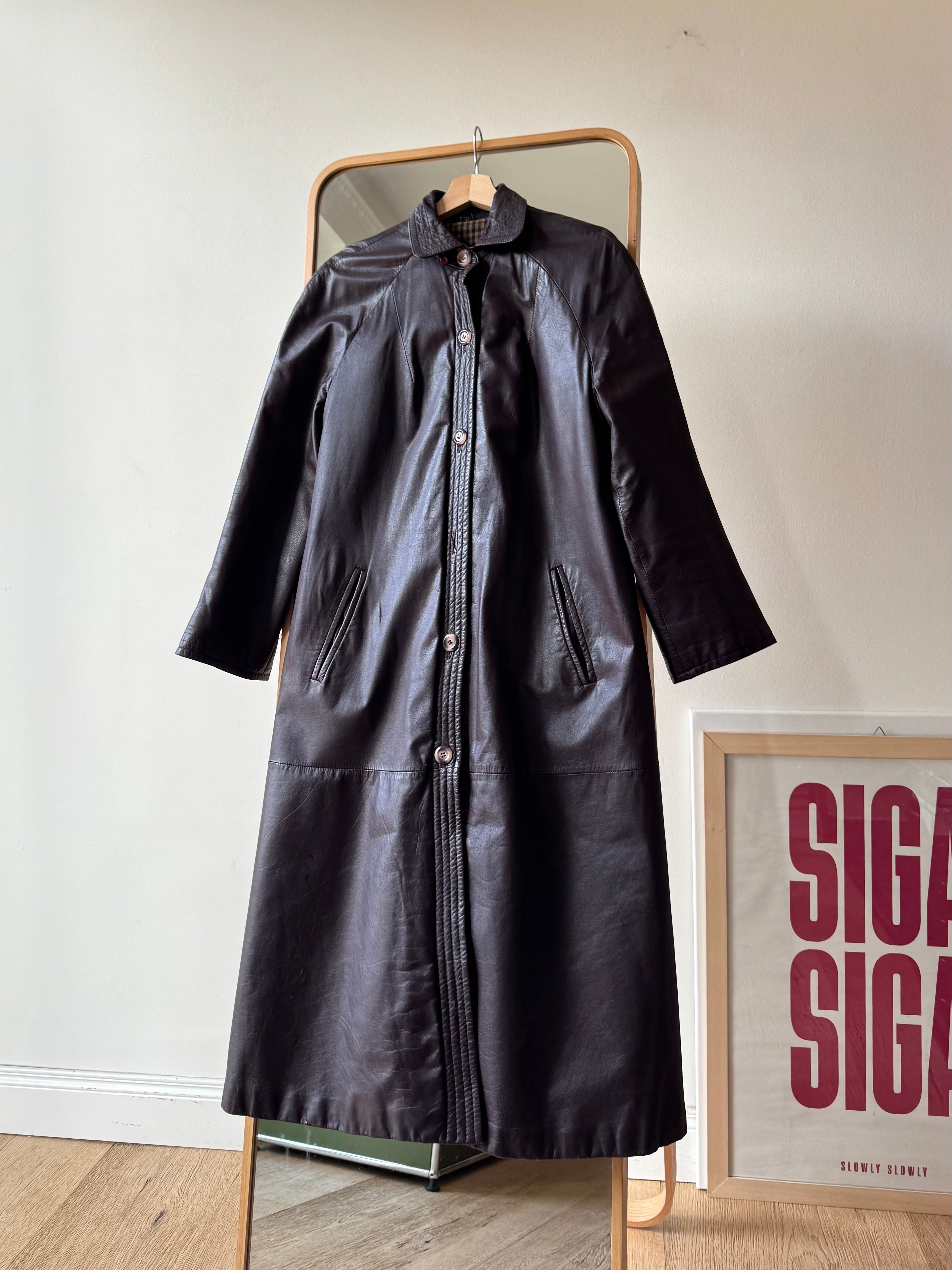 TRENCH IN PELLE MARRONE/BORGOGNA