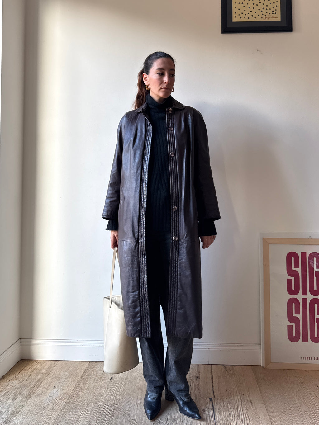 TRENCH IN PELLE MARRONE/BORGOGNA