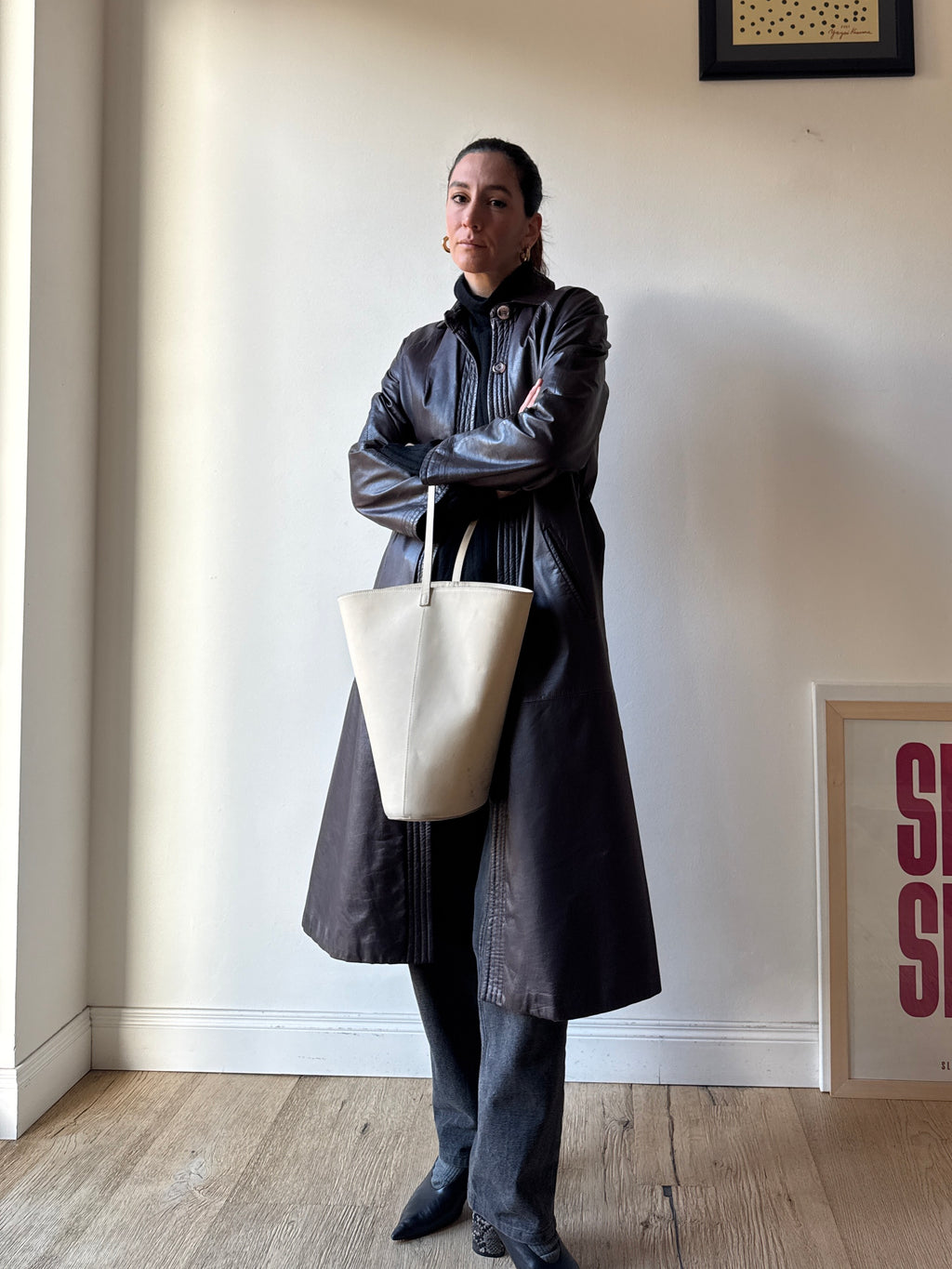 TRENCH IN PELLE MARRONE/BORGOGNA