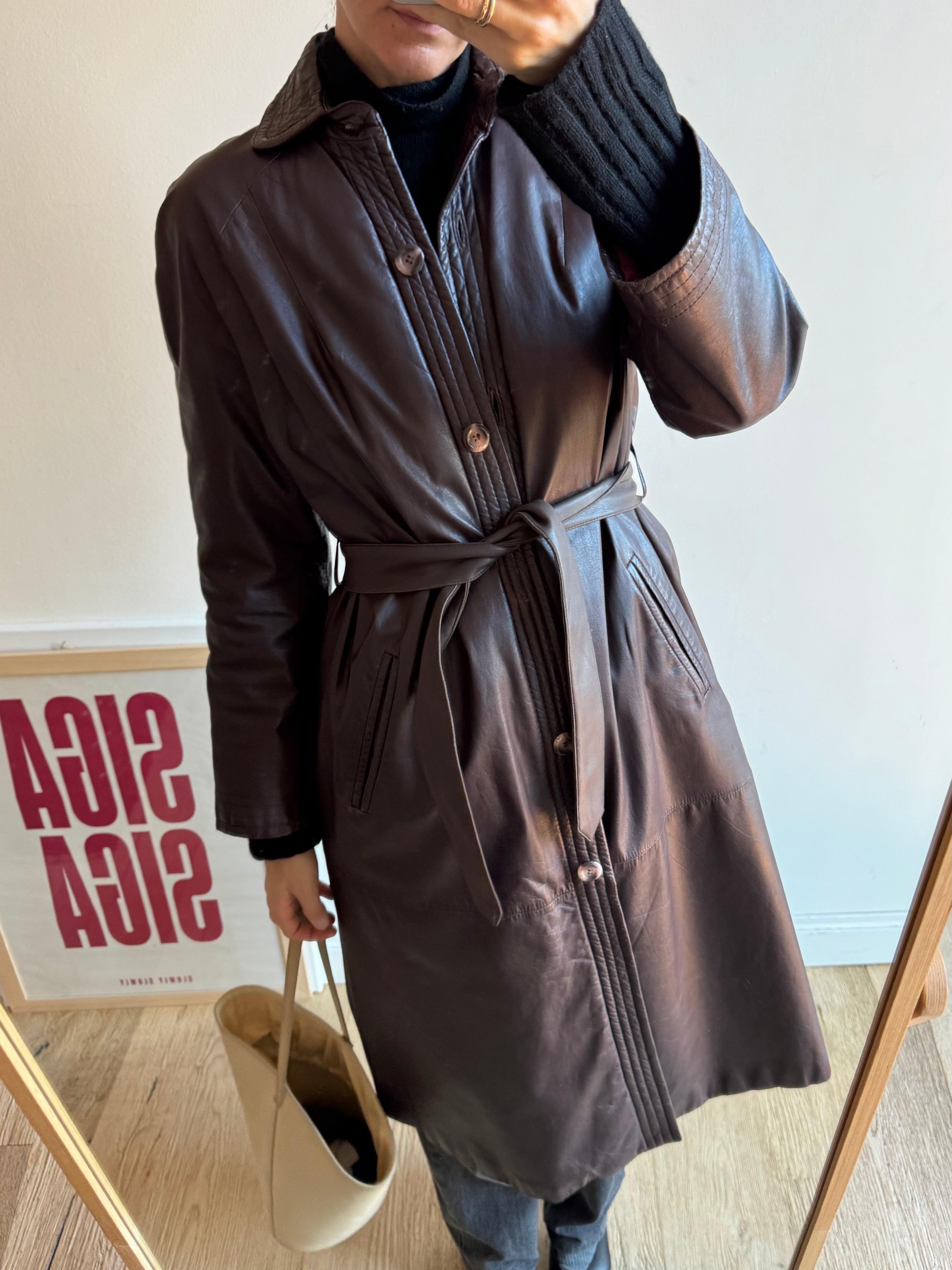 TRENCH IN PELLE MARRONE/BORGOGNA