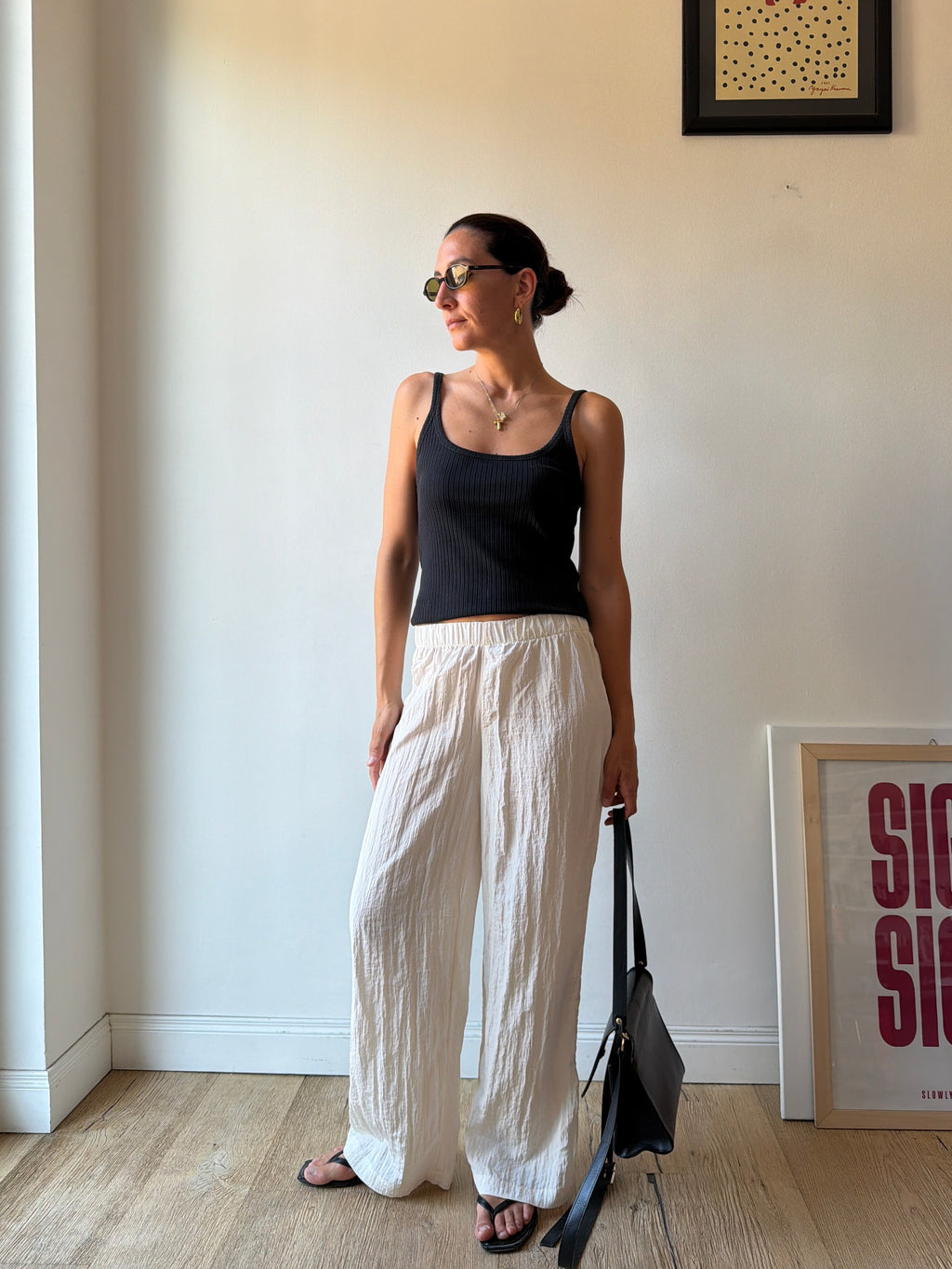 PANTALONI BIANCHI PLISSE'