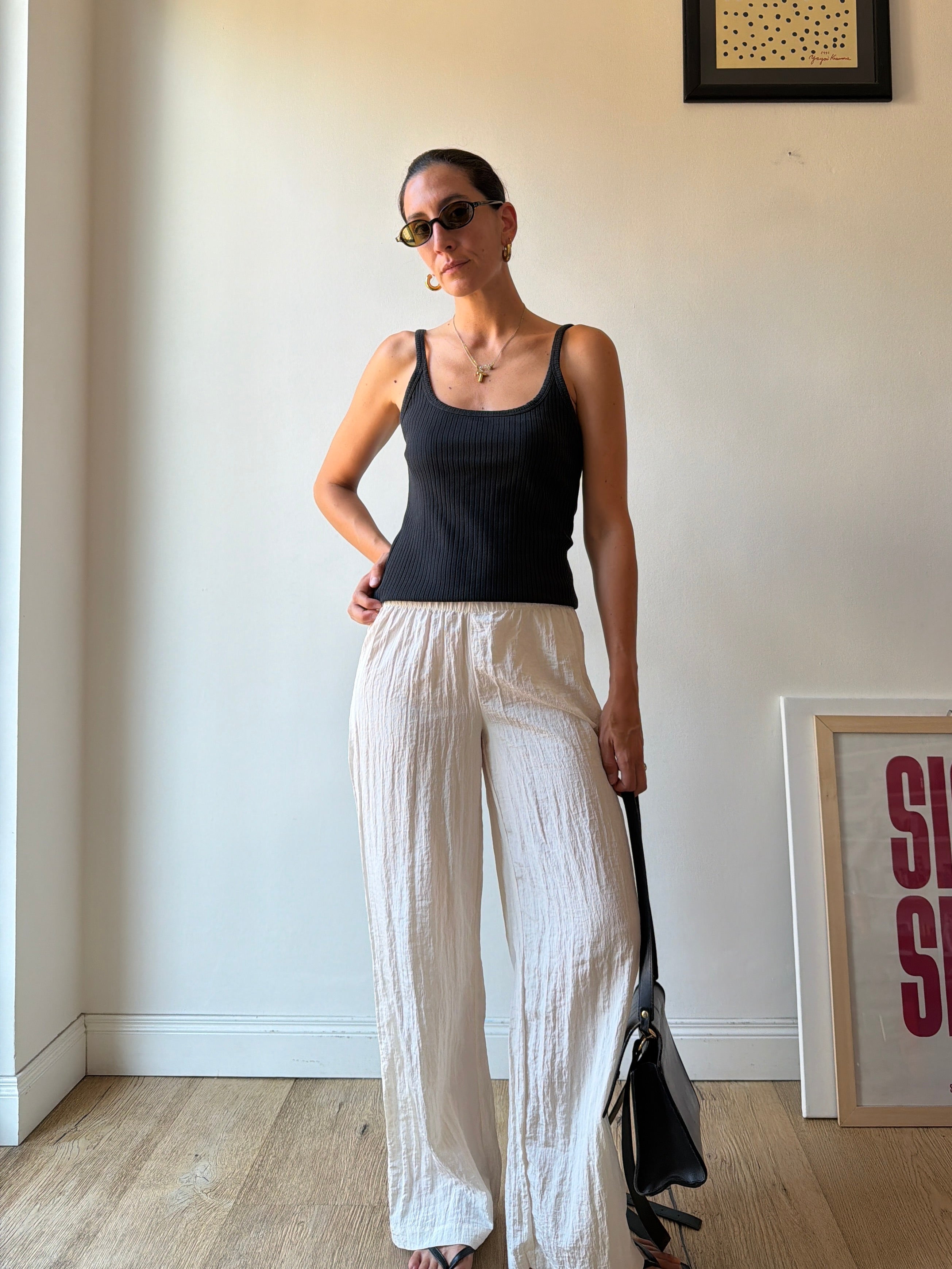 PANTALONI BIANCHI PLISSE'