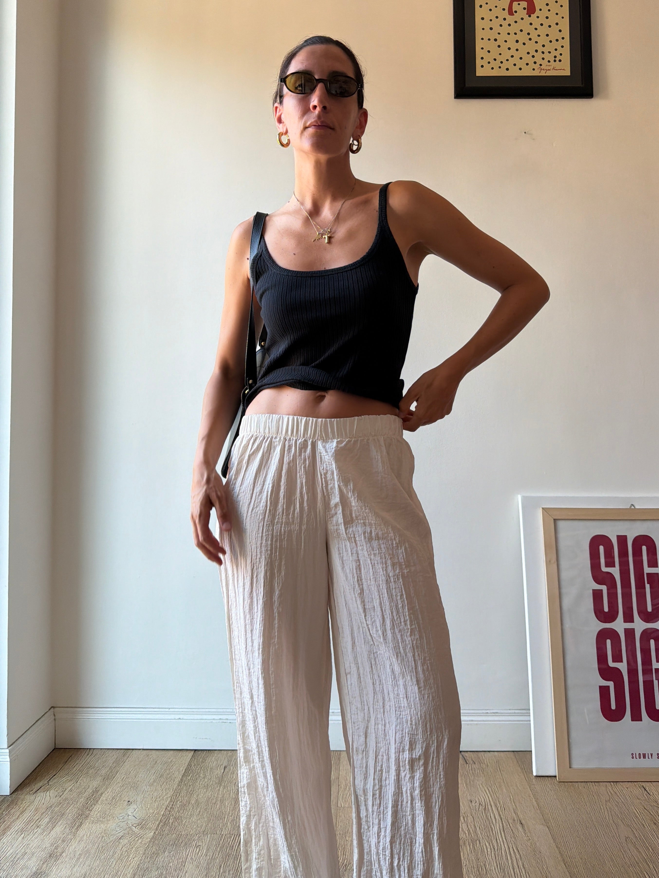 PANTALONI BIANCHI PLISSE'