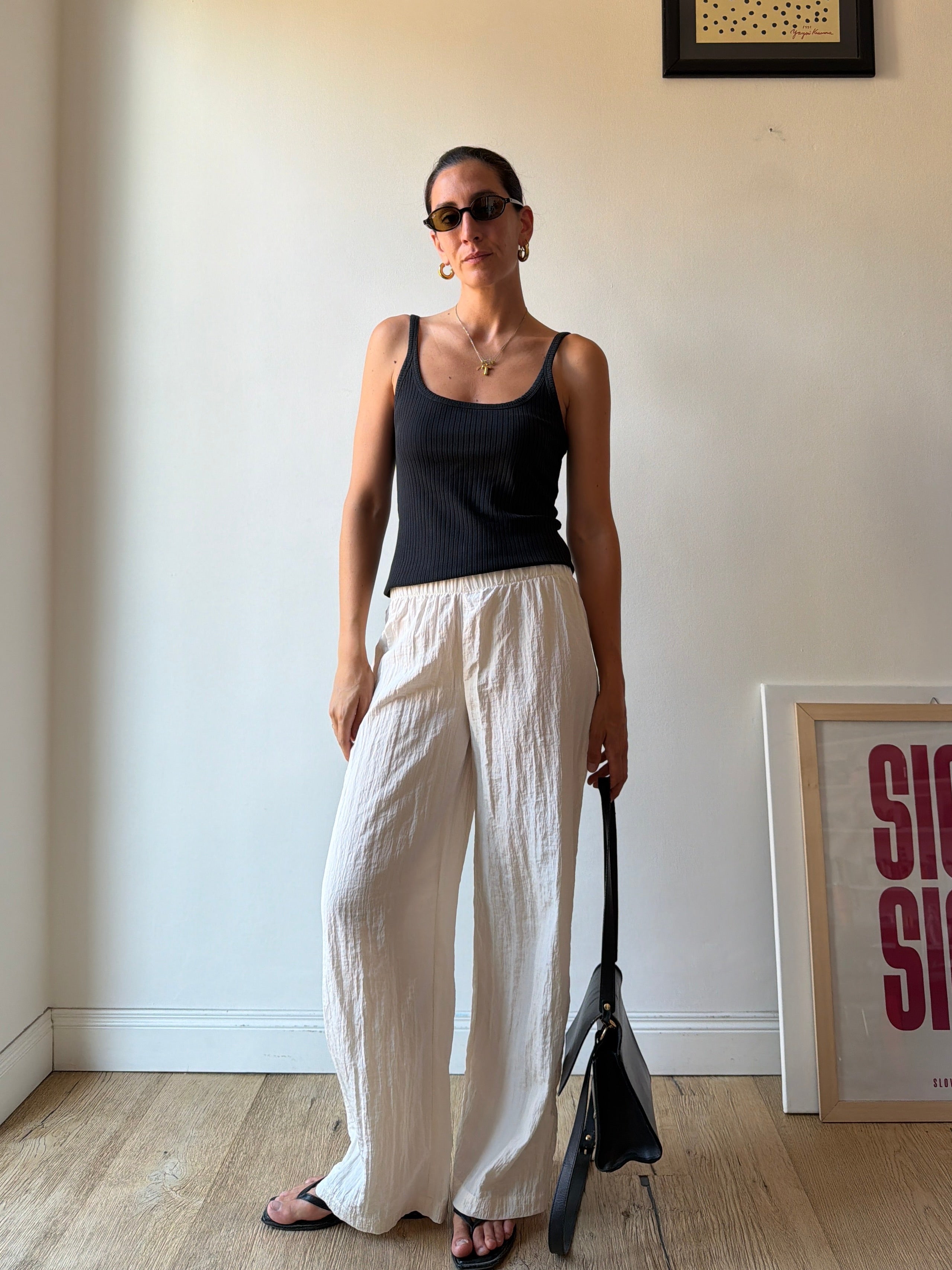 PANTALONI BIANCHI PLISSE'