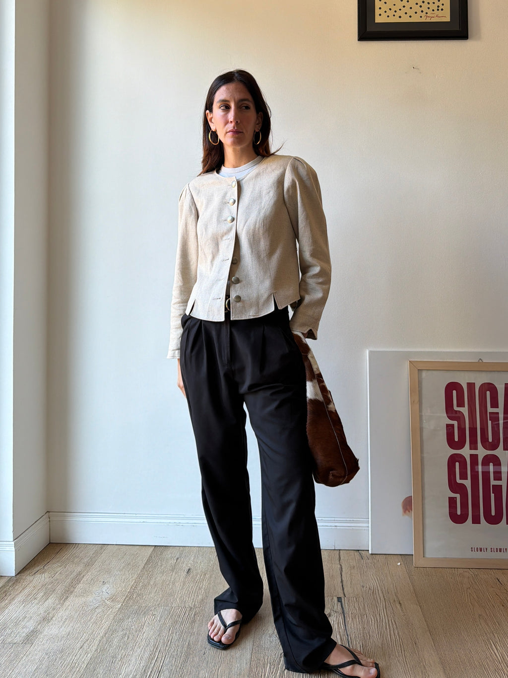 GIACCA IN LINO BEIGE