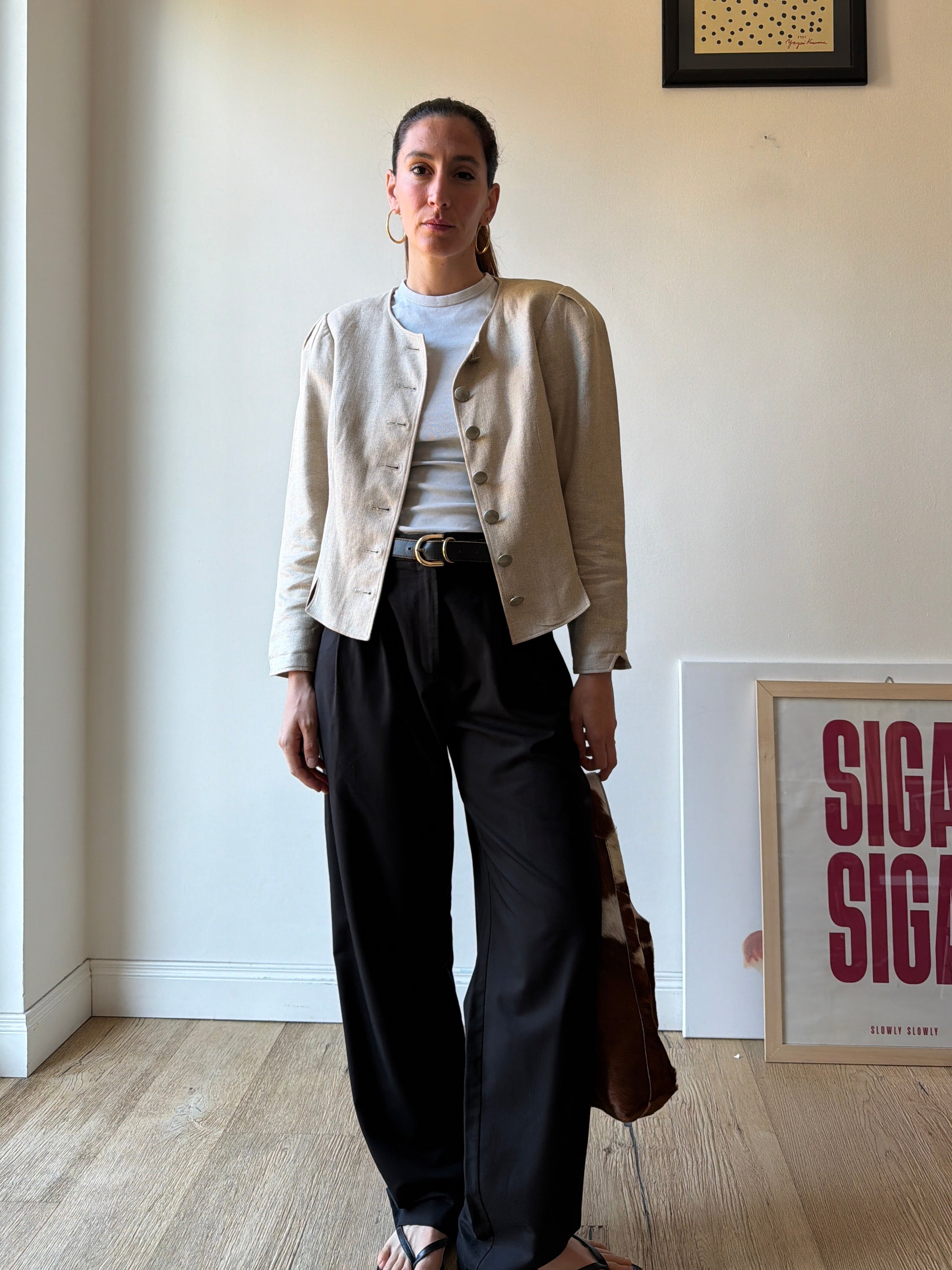 GIACCA IN LINO BEIGE