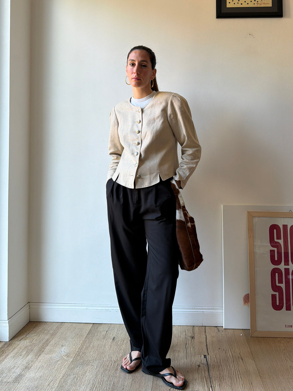 GIACCA IN LINO BEIGE