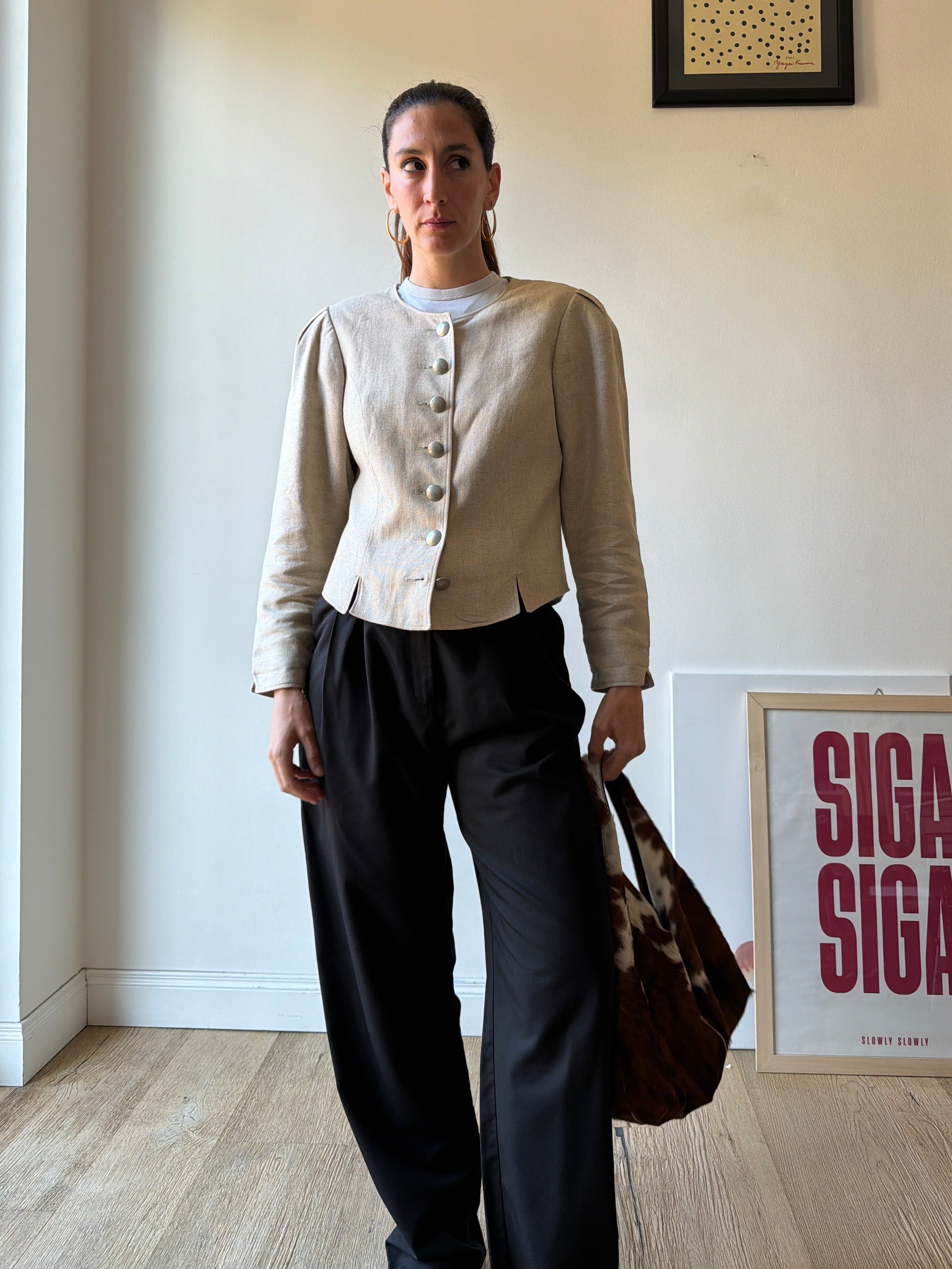 GIACCA IN LINO BEIGE