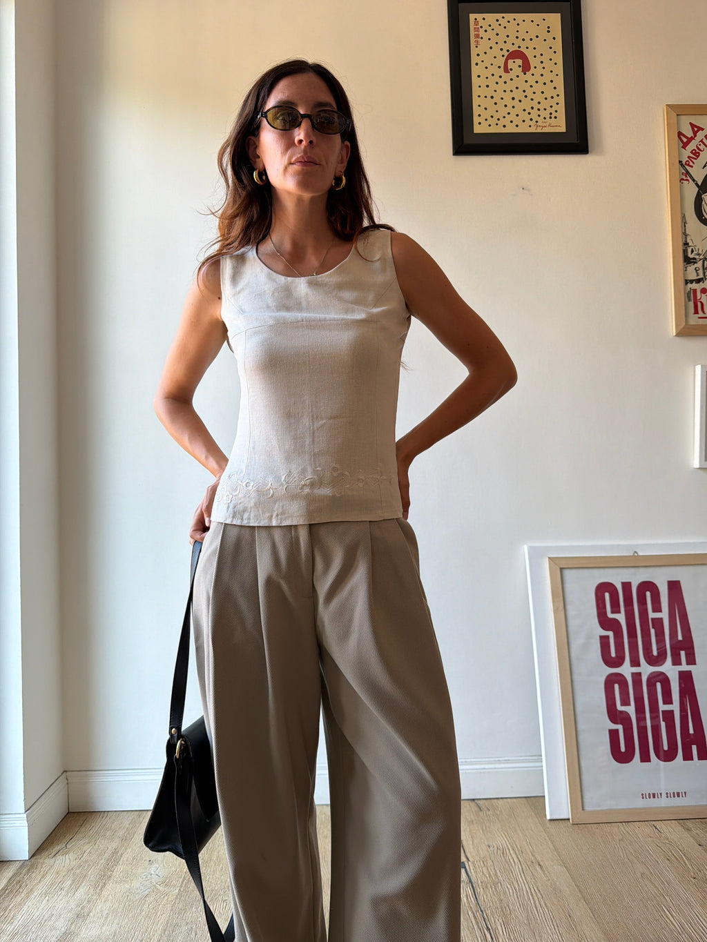 TOP IN LINO CON FIORI