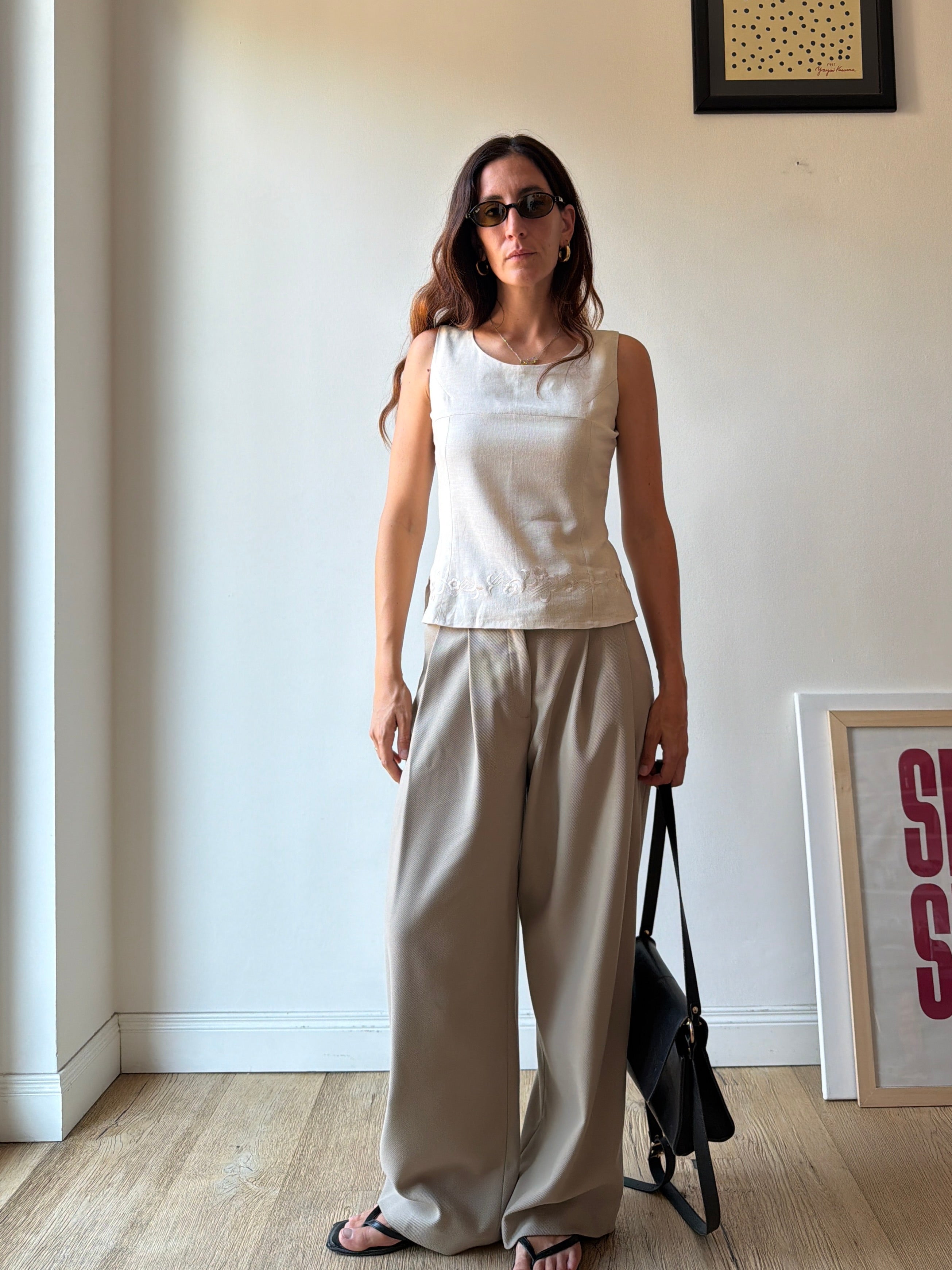 TOP IN LINO CON FIORI
