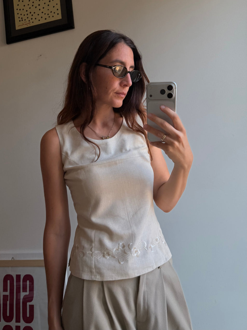 TOP IN LINO CON FIORI