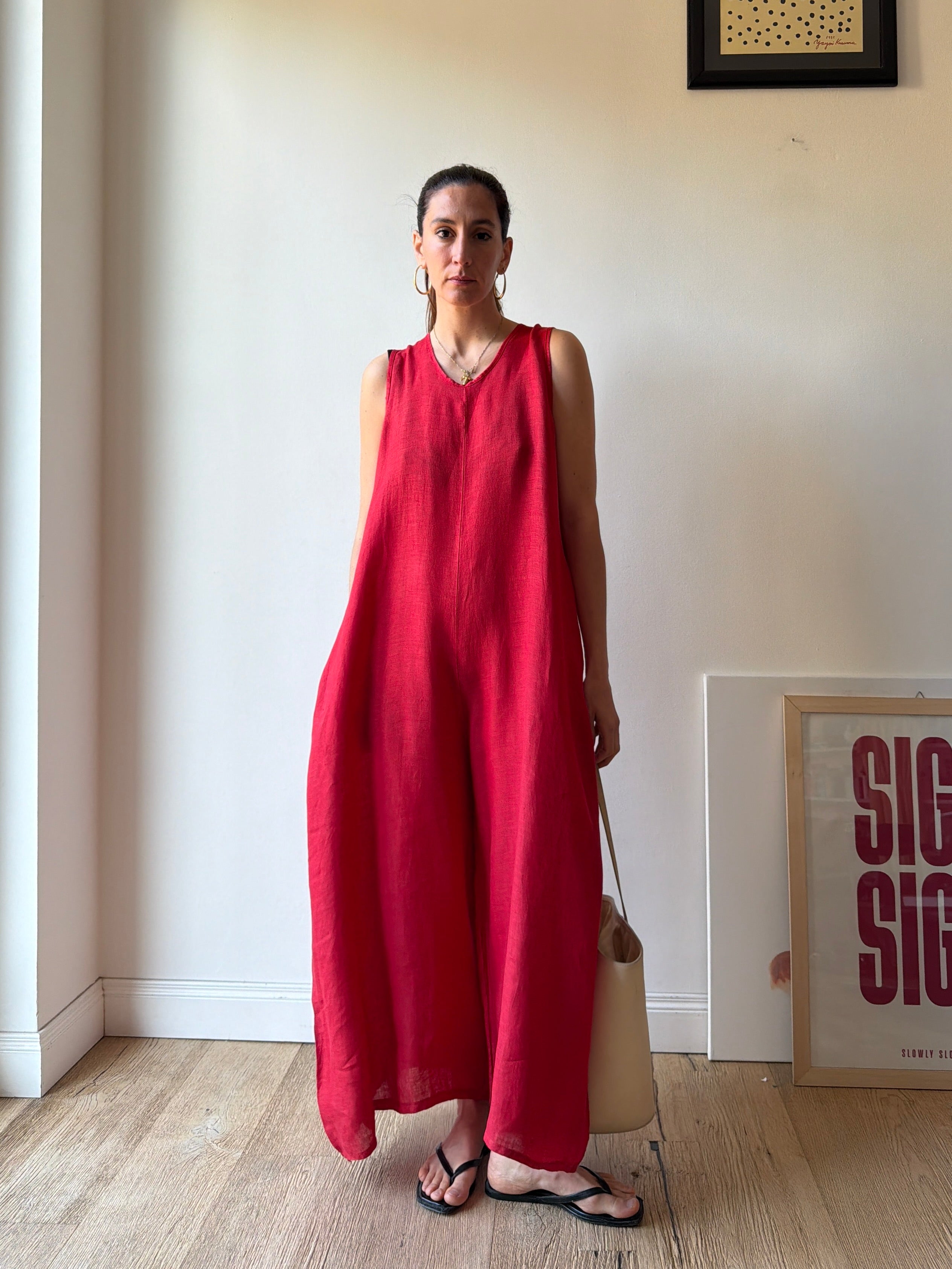 TUTA IN LINO ROSSO
