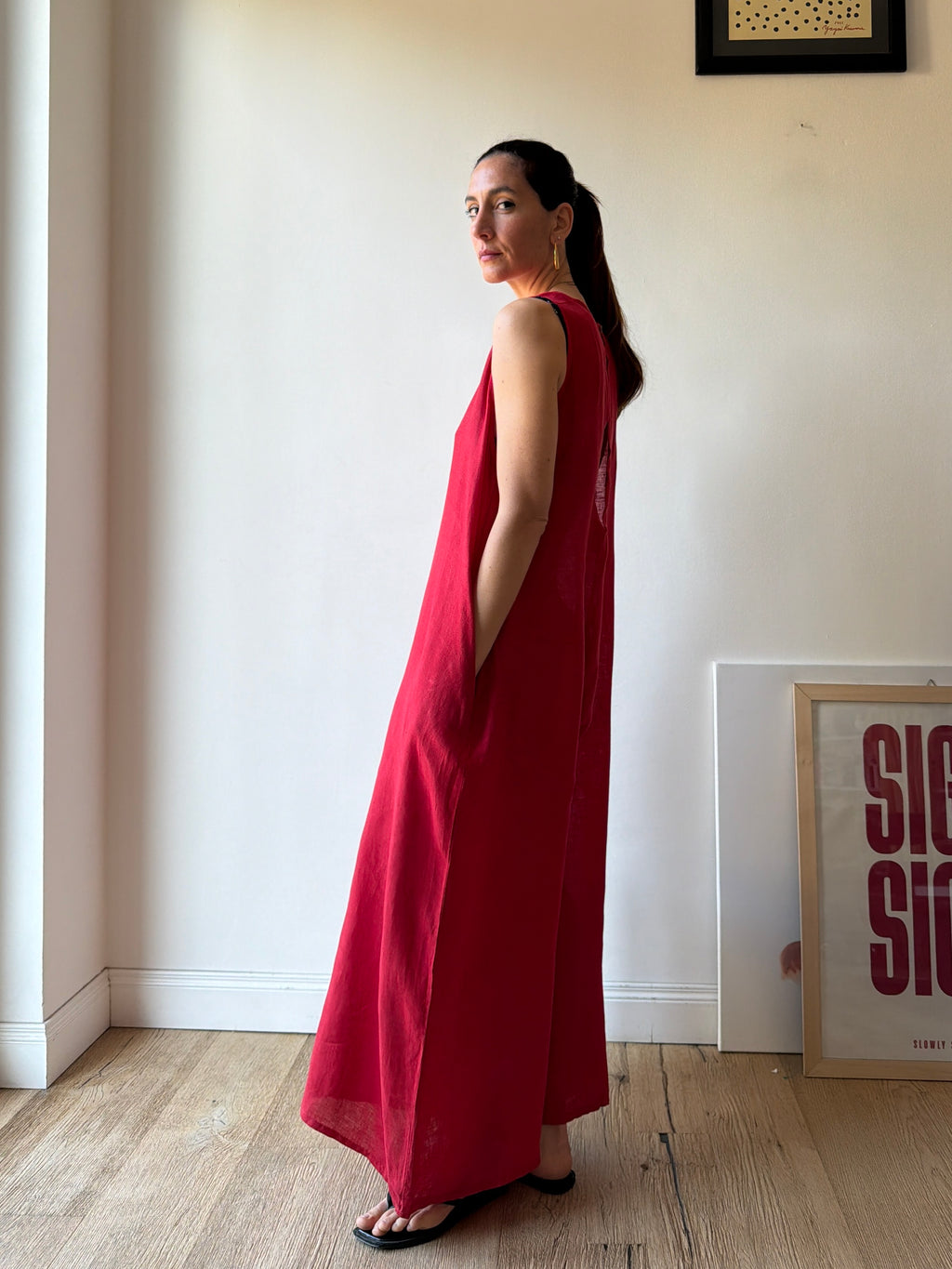 TUTA IN LINO ROSSO